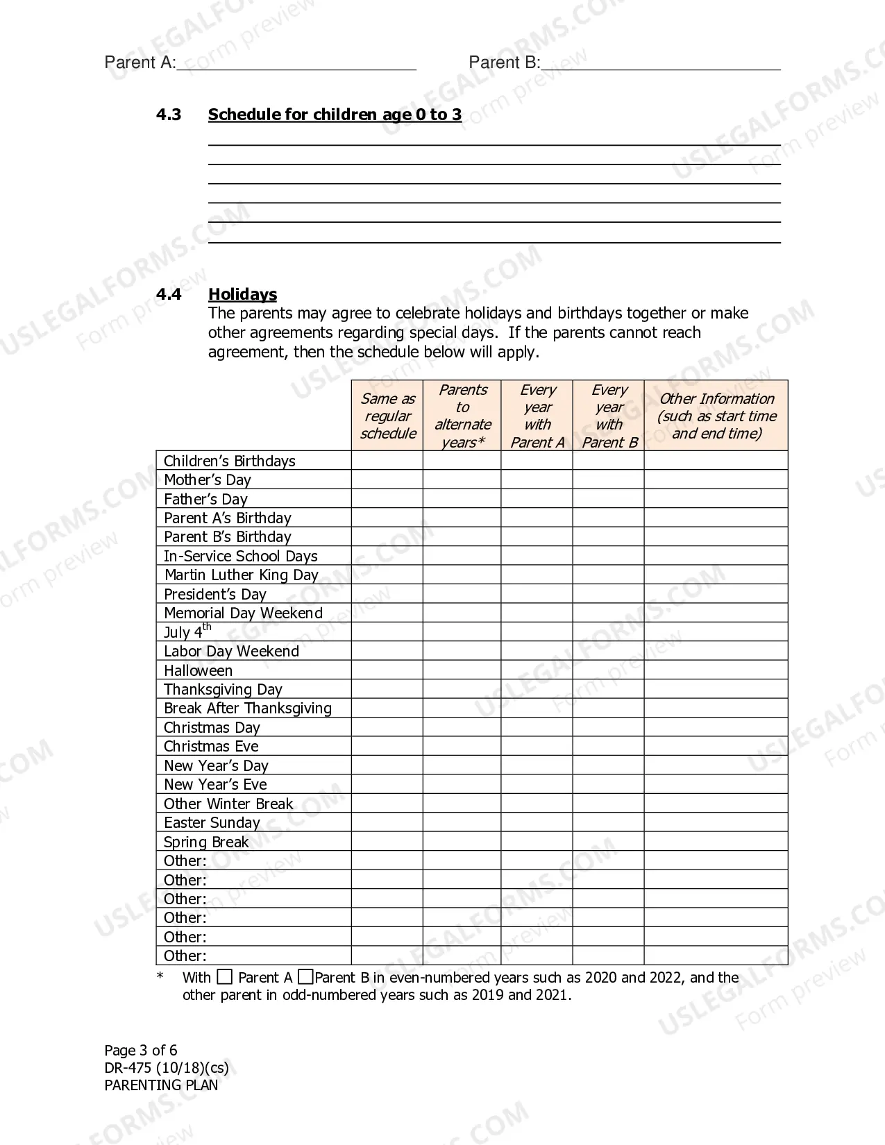 Preview Parenting Agreement