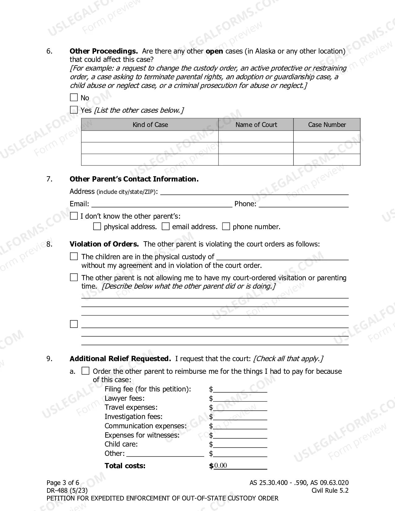 Preview Petition for Expedited Enforcement of Custody Order from Another State or Country