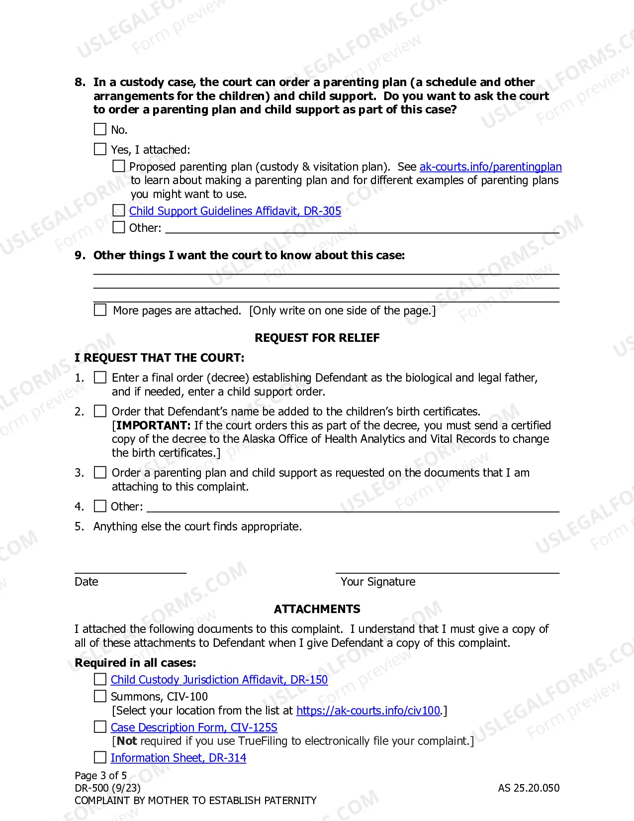 Preview Complaint by Mother to Establish Paternity