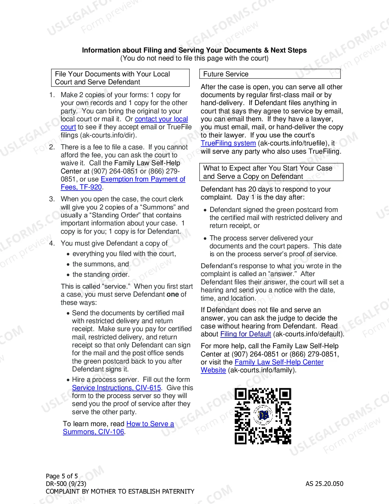 Preview Complaint by Mother to Establish Paternity