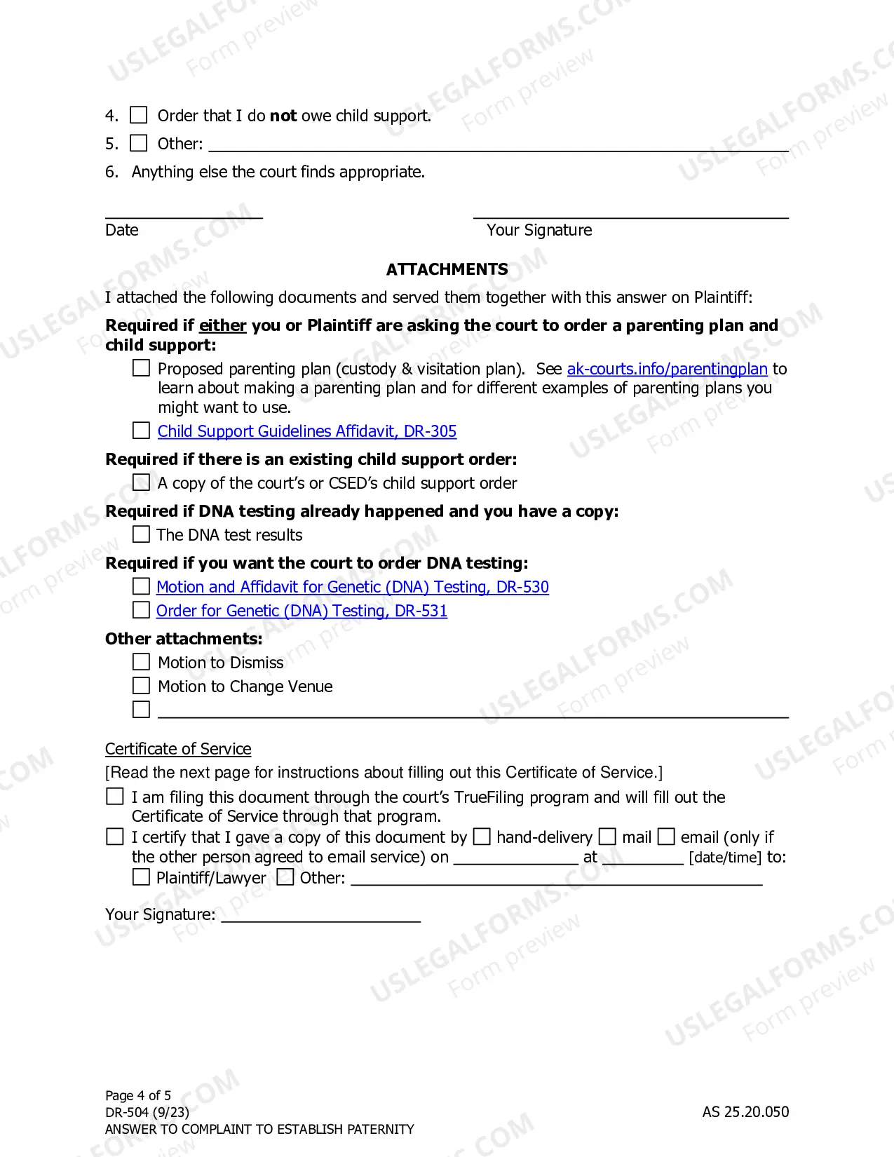 Preview Answer and Counterclaim to Complaint to Establish Paternity