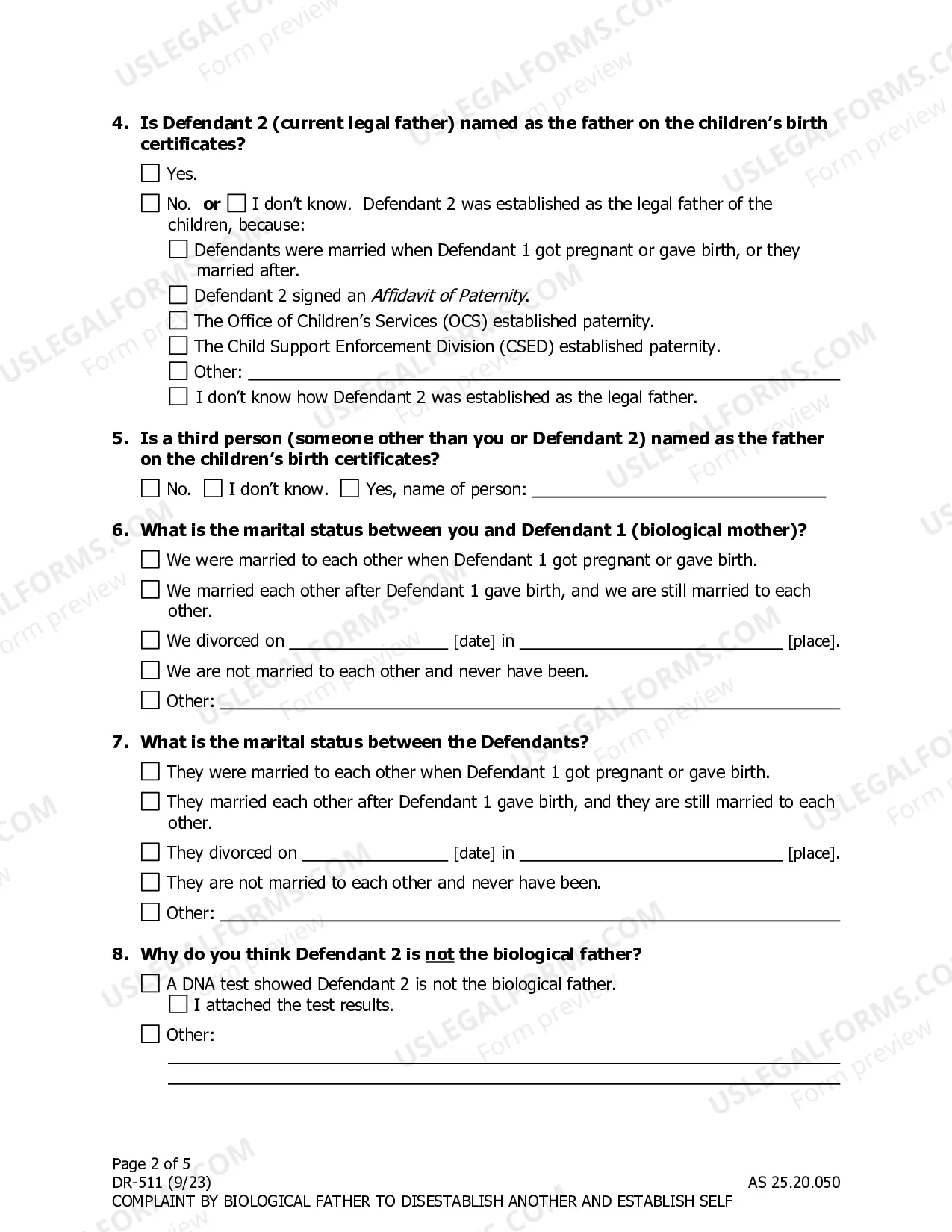 Preview Complaint by Biological Father to Disestablish Another and Establish Self