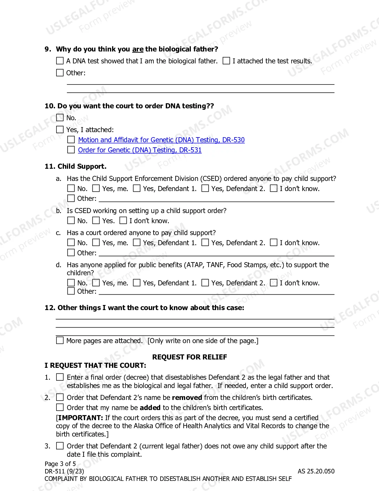 Preview Complaint by Biological Father to Disestablish Another and Establish Self