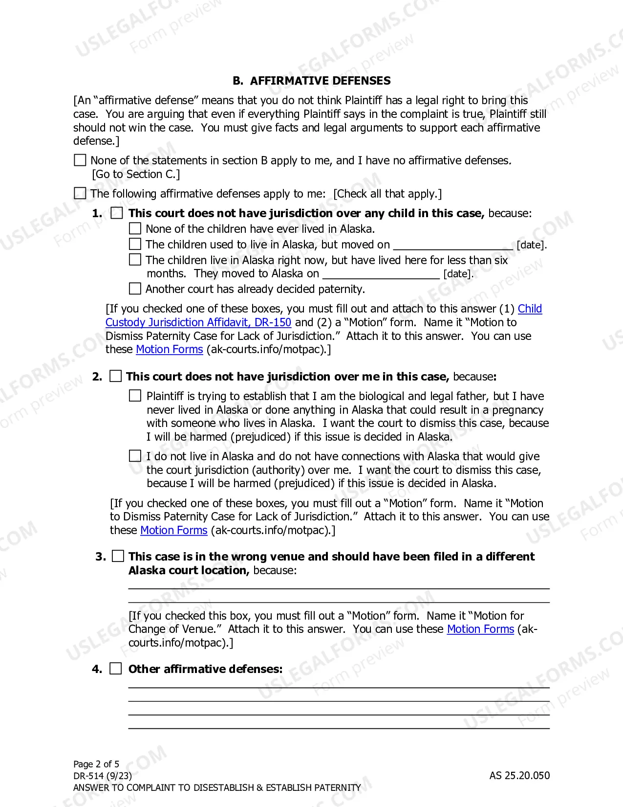 Preview Answer and Counterclaim to Complaint to Disestablish and Establish