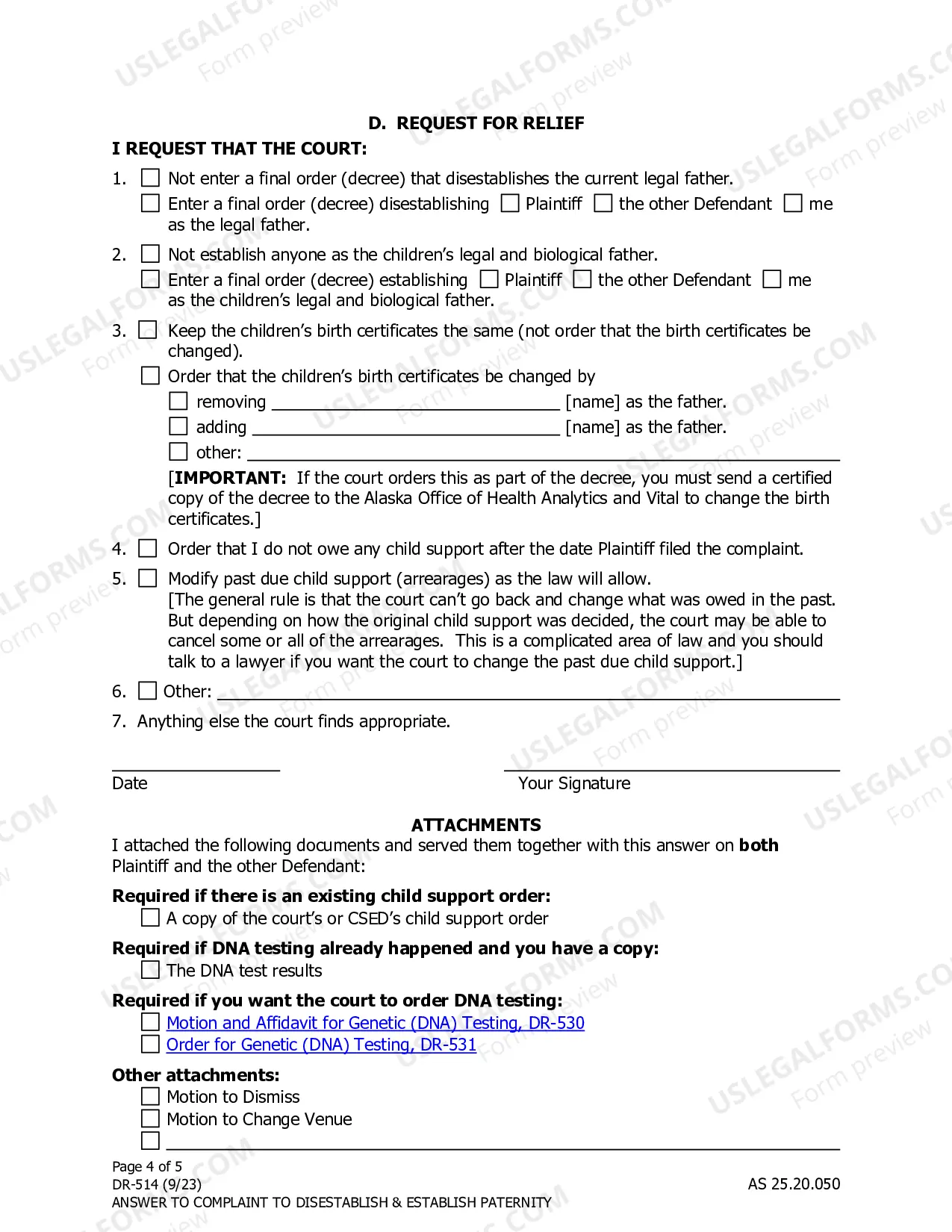 Preview Answer and Counterclaim to Complaint to Disestablish and Establish