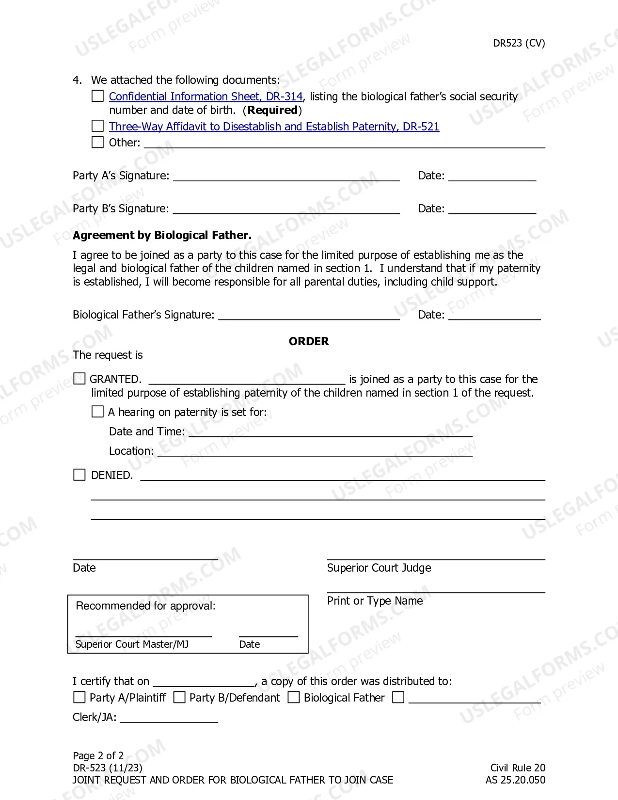 Preview Joint Request for Biological Father to Join Case to Establish Paternity
