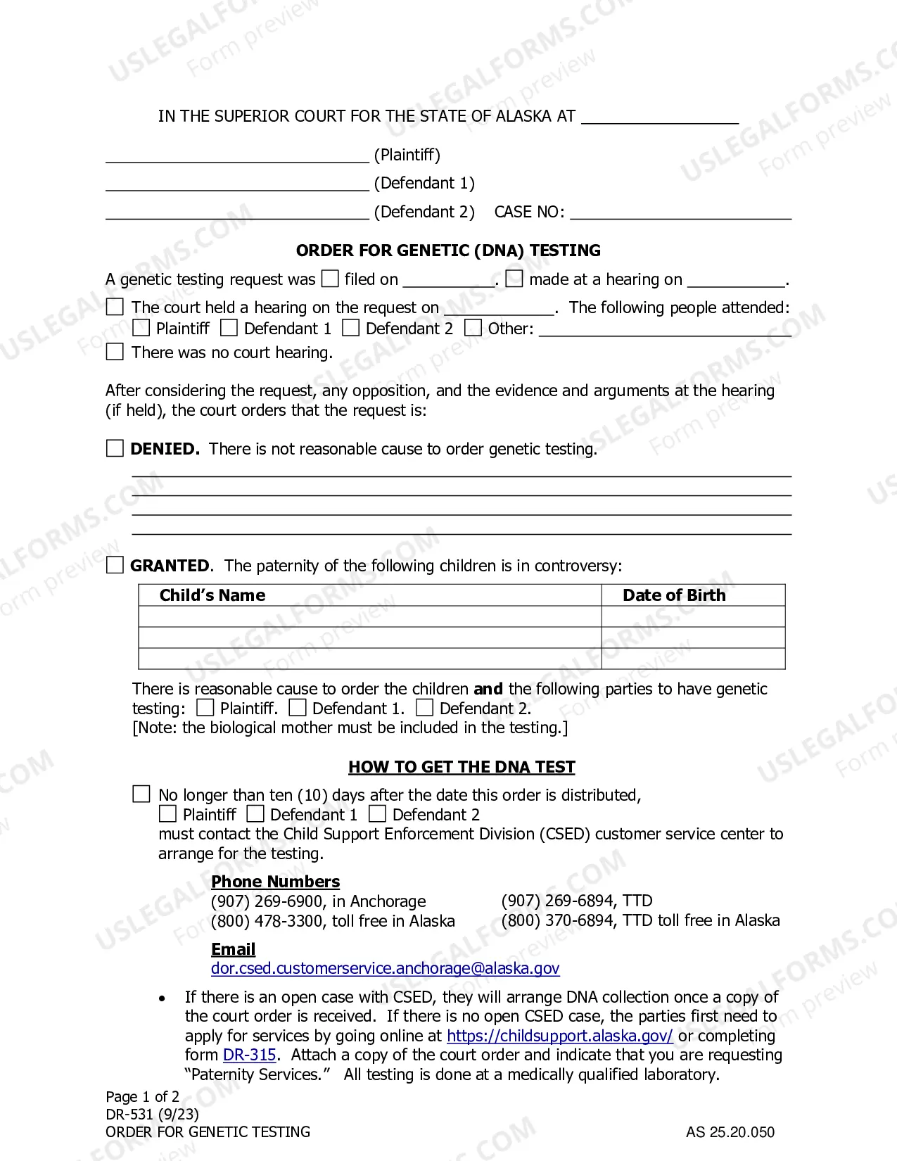 Preview Order for Genetic DNA Testing