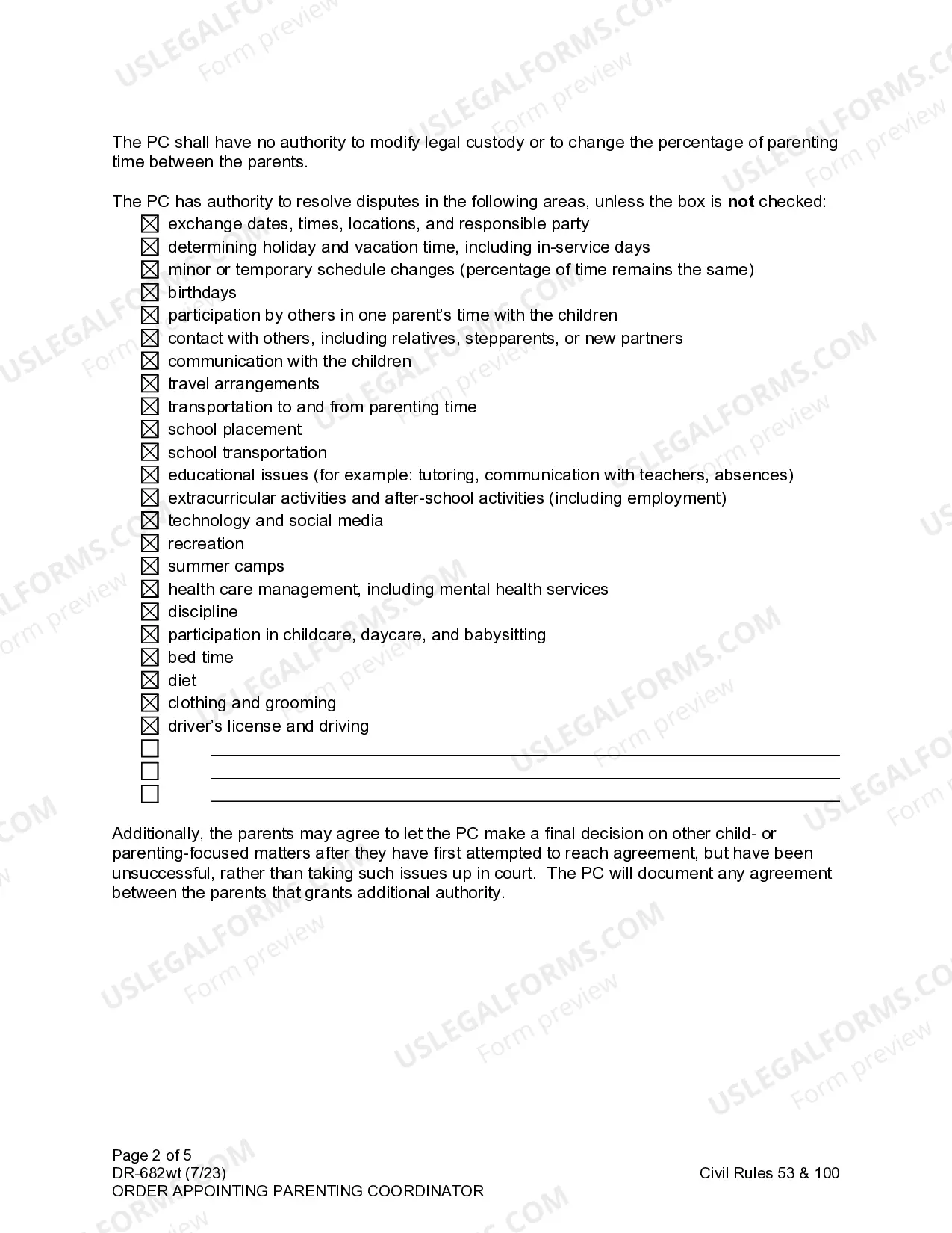 Preview Order Appointing Parenting Coordinator