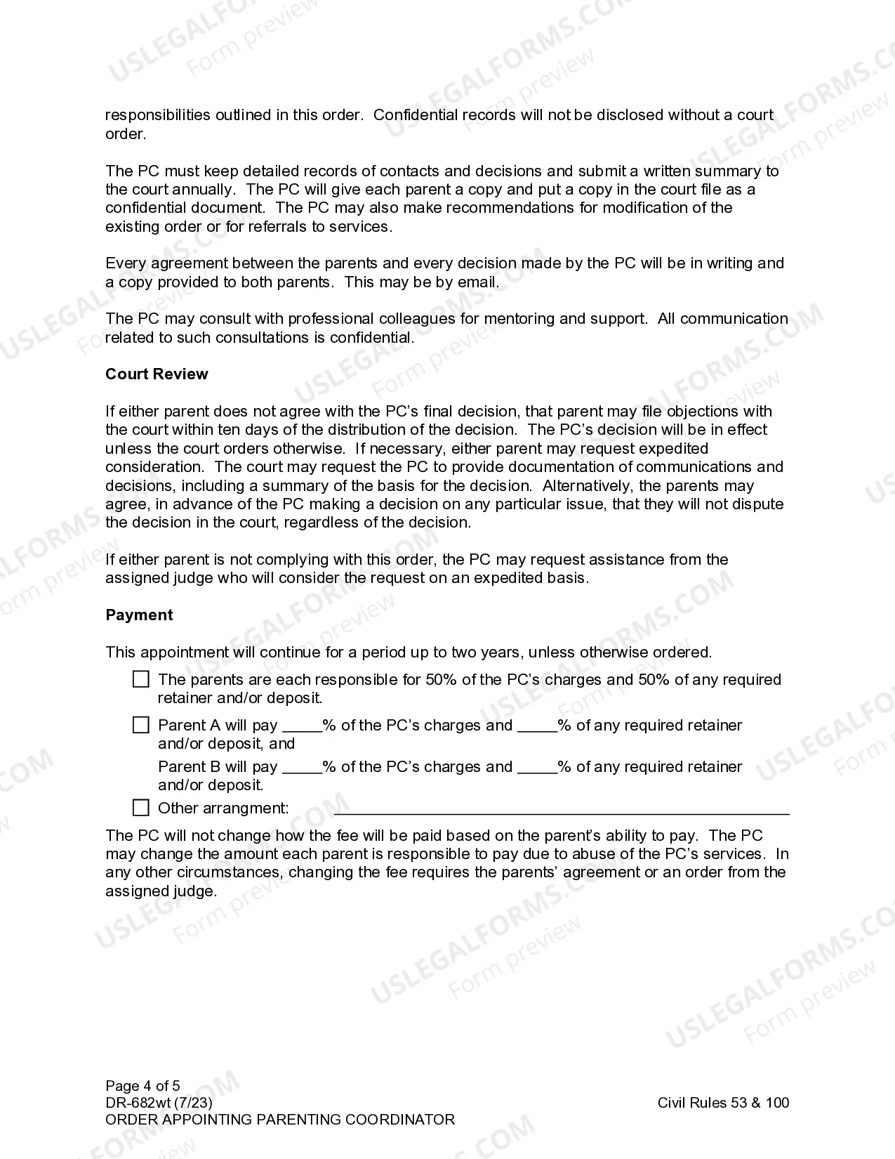 Preview Order Appointing Parenting Coordinator
