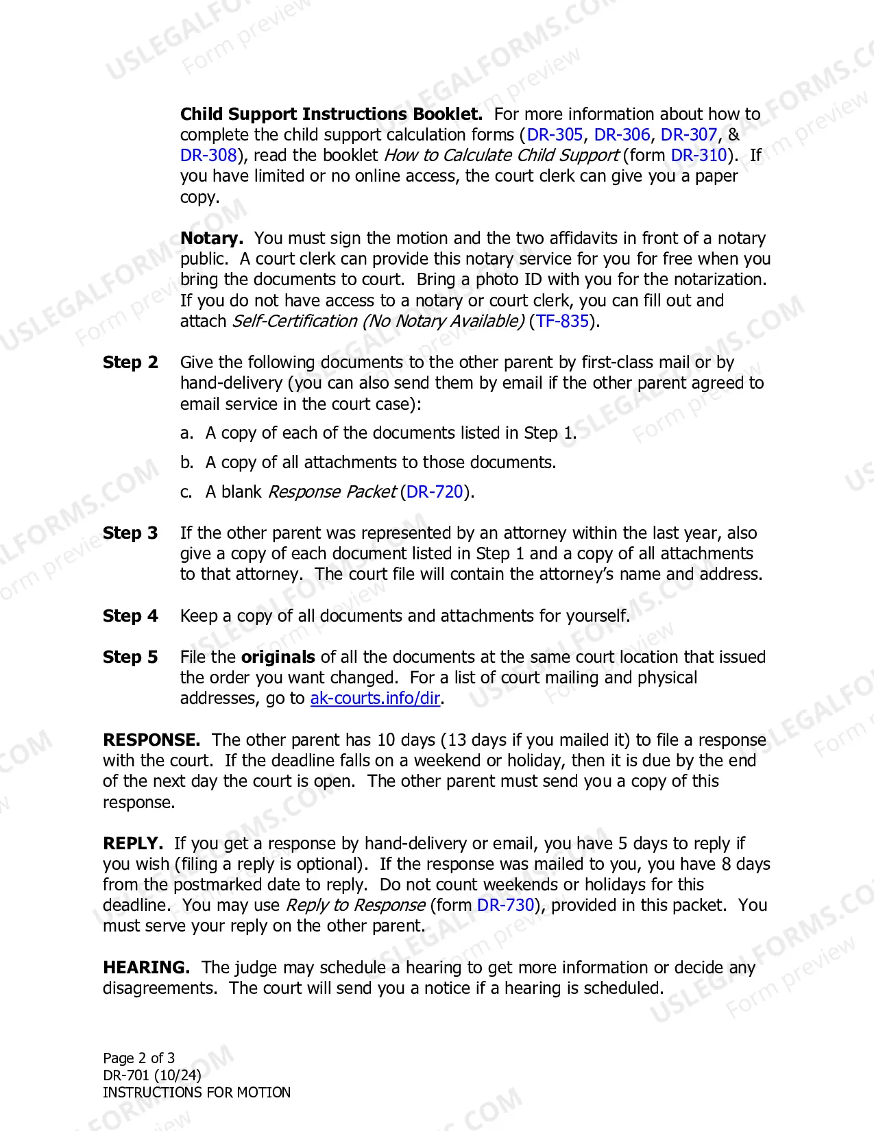 Preview Instructions for Filing a Motion to Change Custody, Support or Visitation