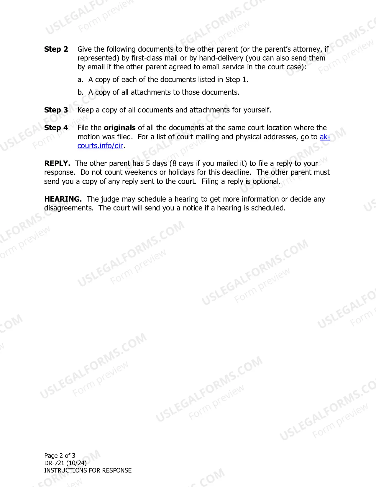 Preview Instructions for Responding to a Motion to Change Custody, Support, or Visitation