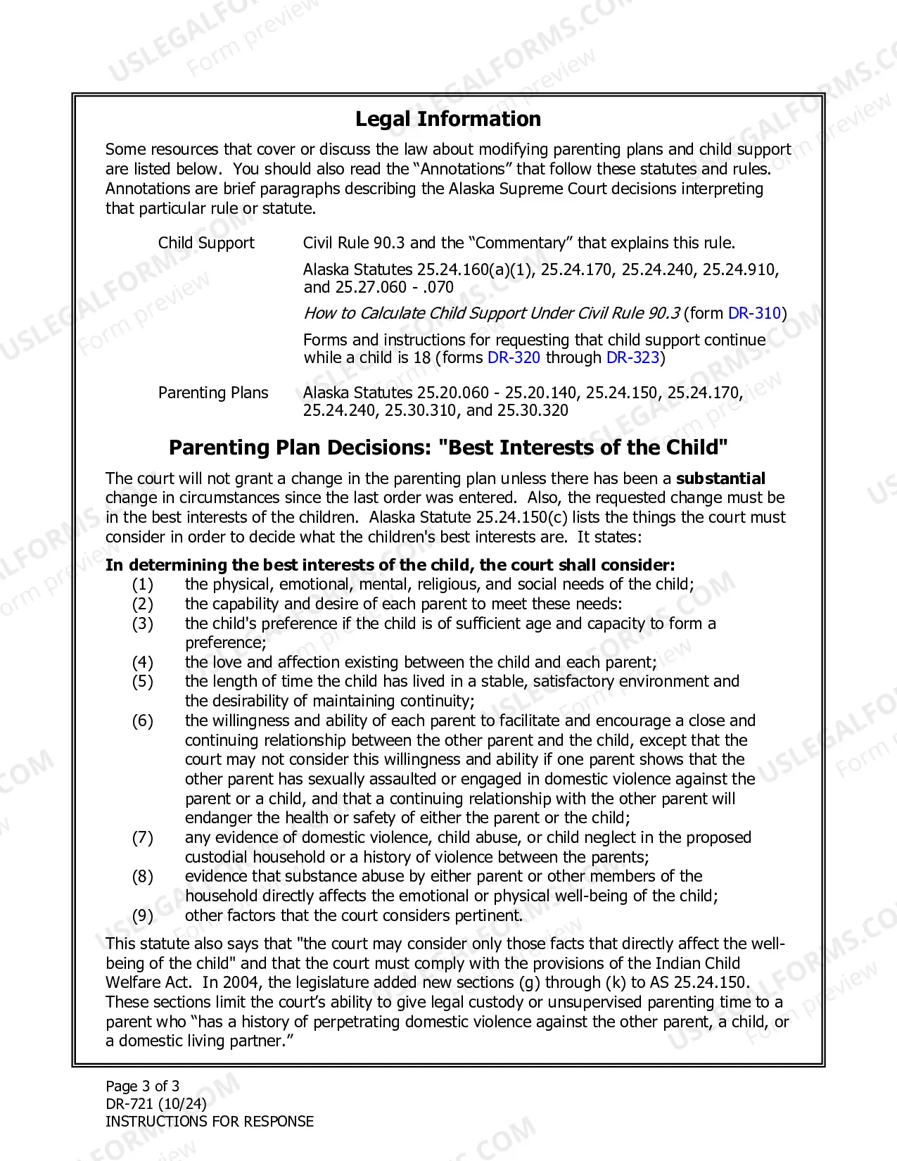 Preview Instructions for Responding to a Motion to Change Custody, Support, or Visitation