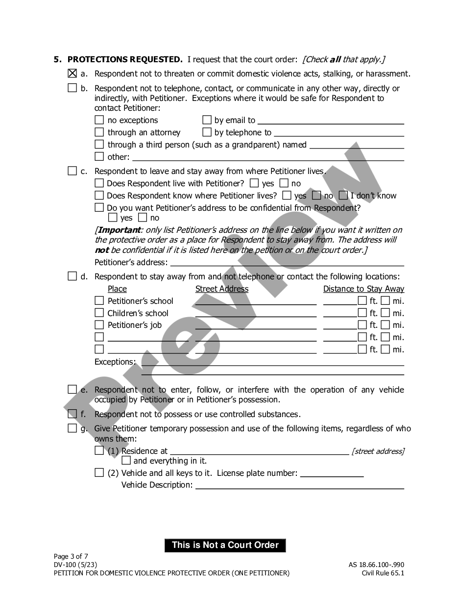 page 2 Petition for Protective Order preview