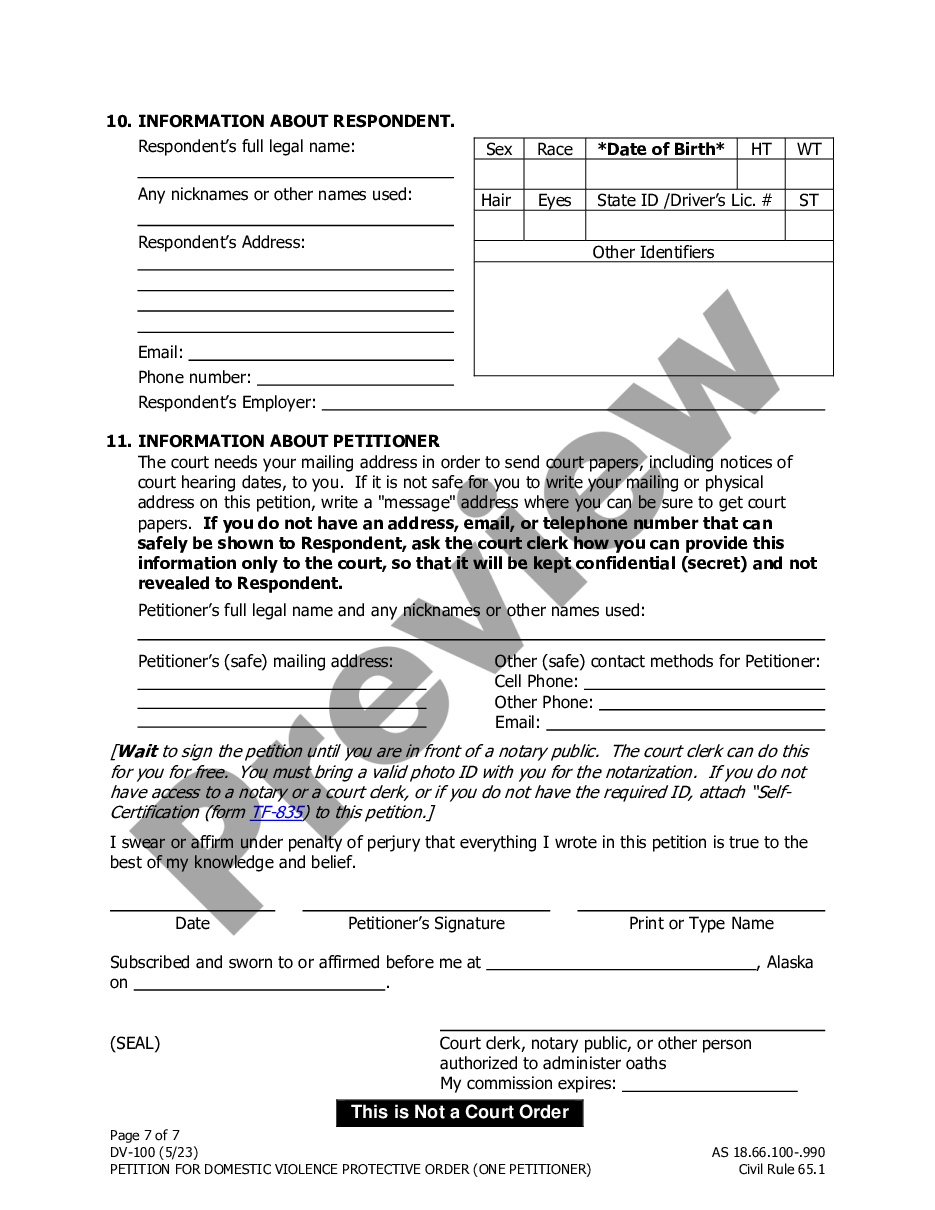 page 6 Petition for Protective Order preview