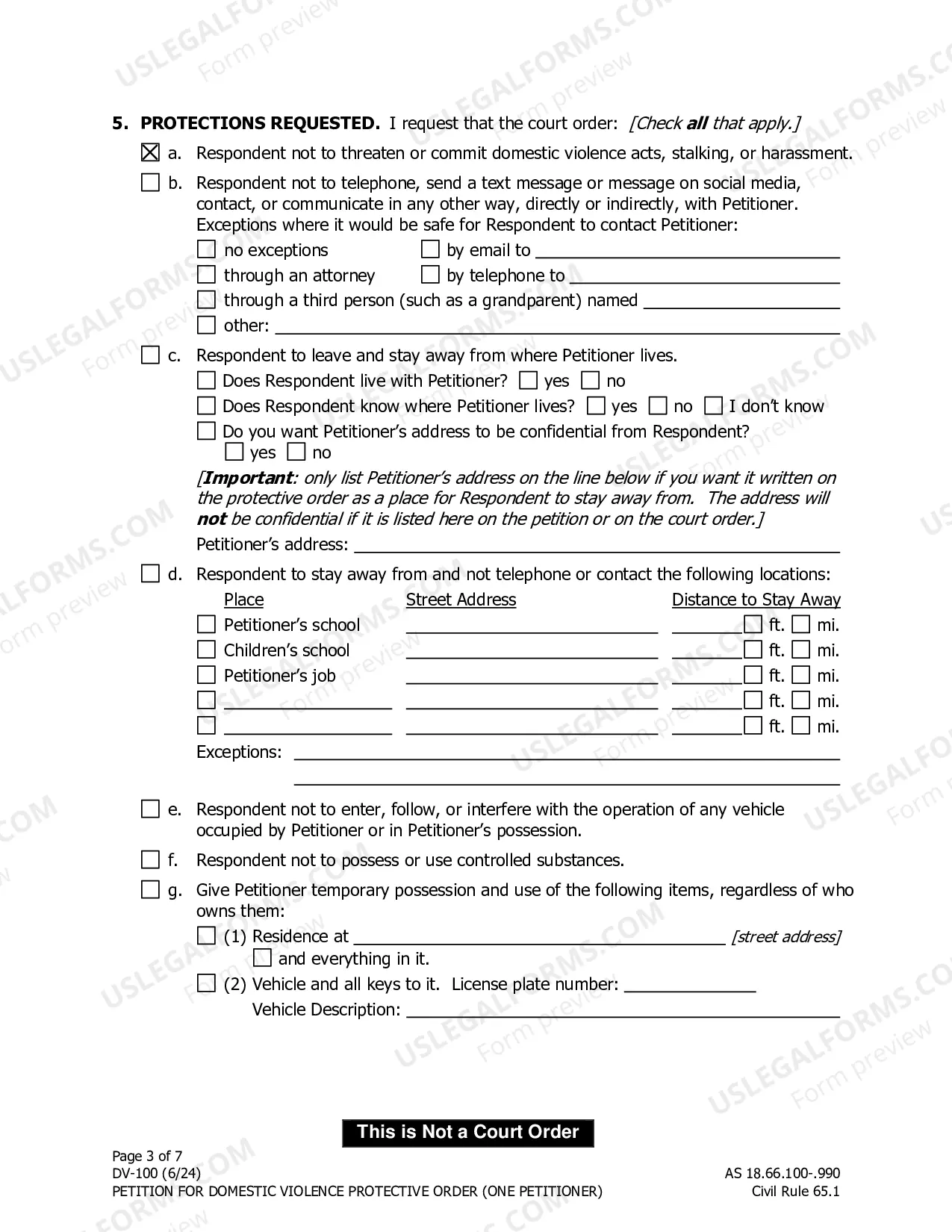 Preview Petition for Protective Order