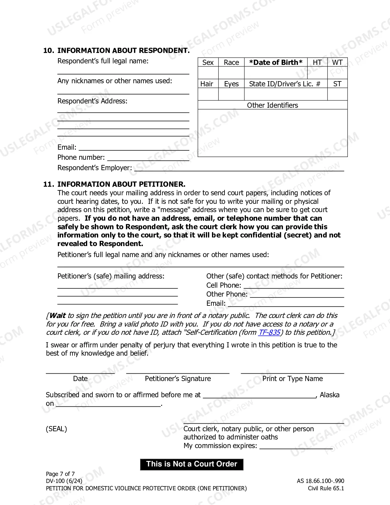 Preview Petition for Protective Order