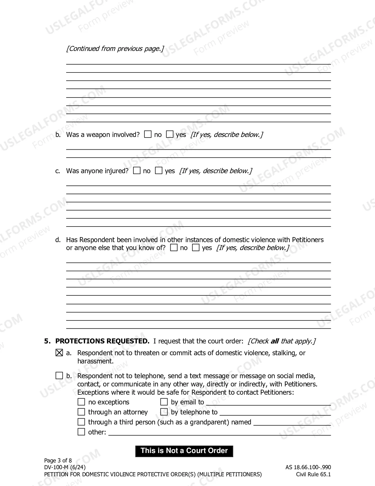 Preview Petition for Domestic Violence Protective Orders - Multiple Petitioners