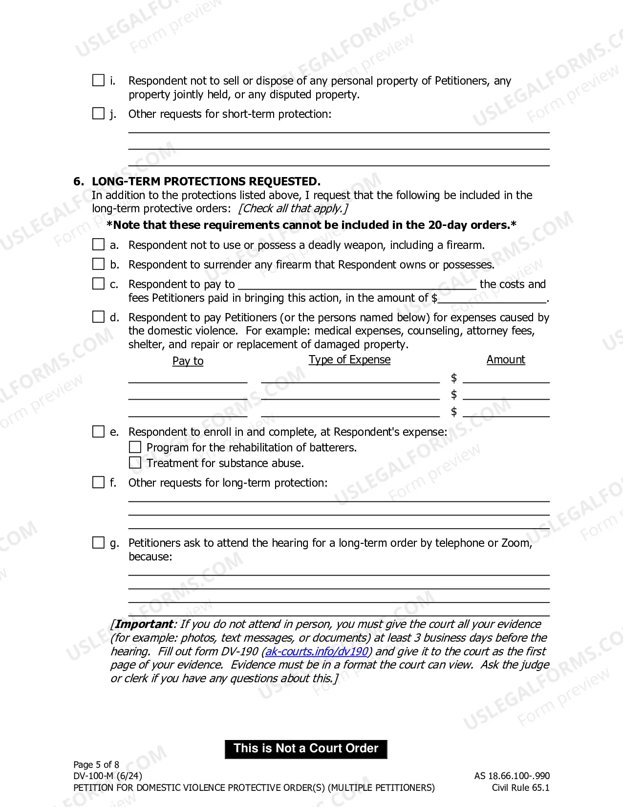 Preview Petition for Domestic Violence Protective Orders - Multiple Petitioners