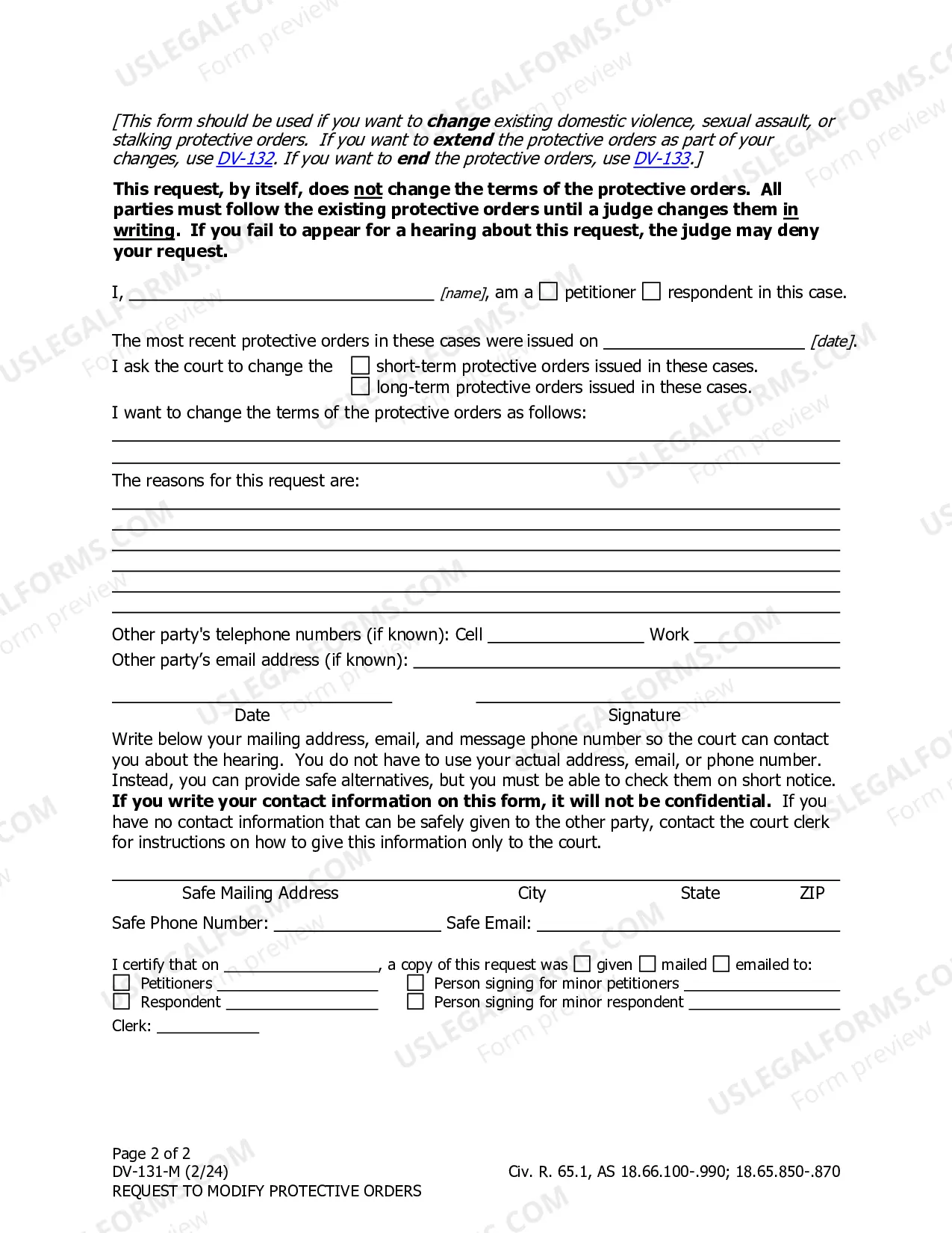 Preview Request to Modify Protective Order - Multi Petitioners