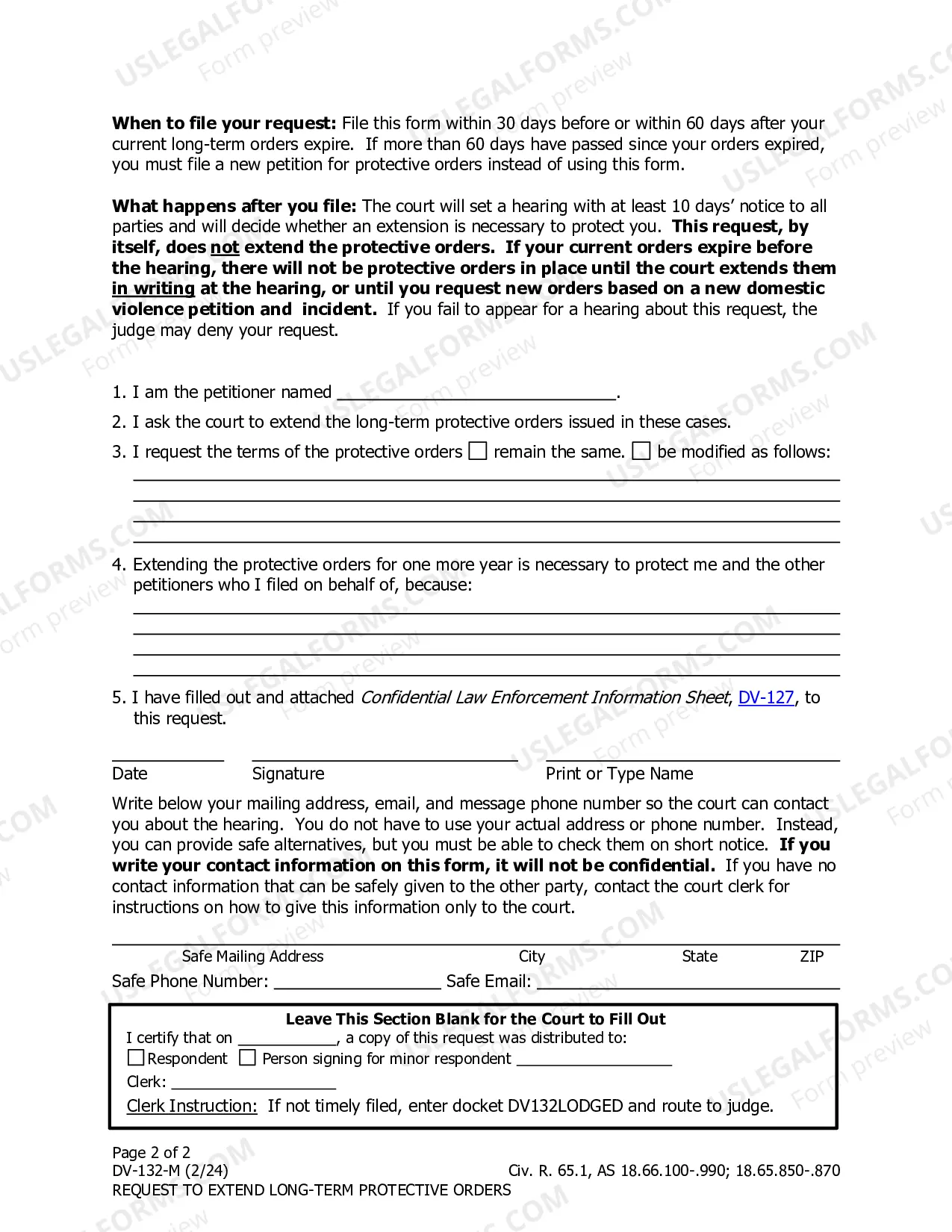 Preview Request to Extend Protective Order - Multiple Petitioners