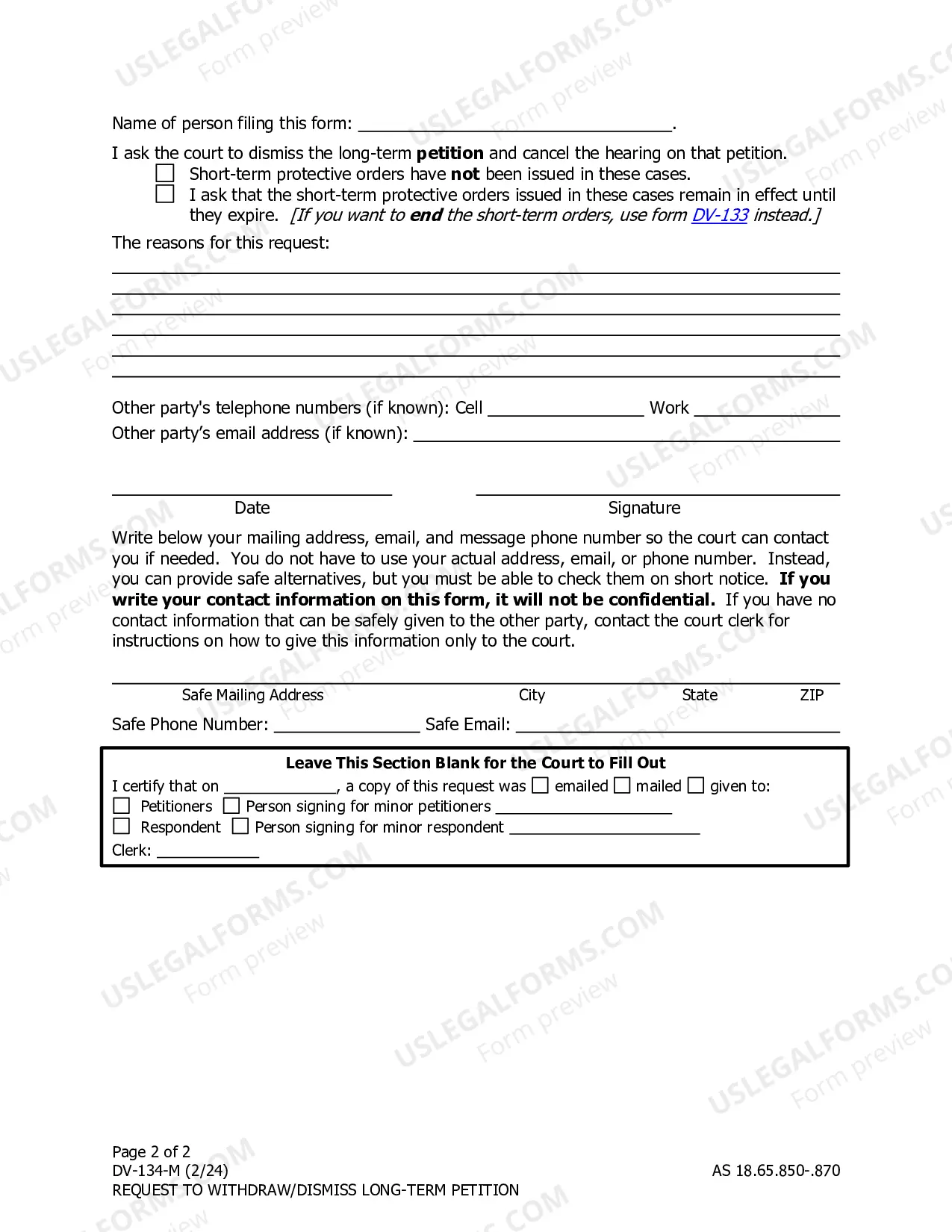 Preview Request to Dismiss Long Term Petition - Multiple Petitioners