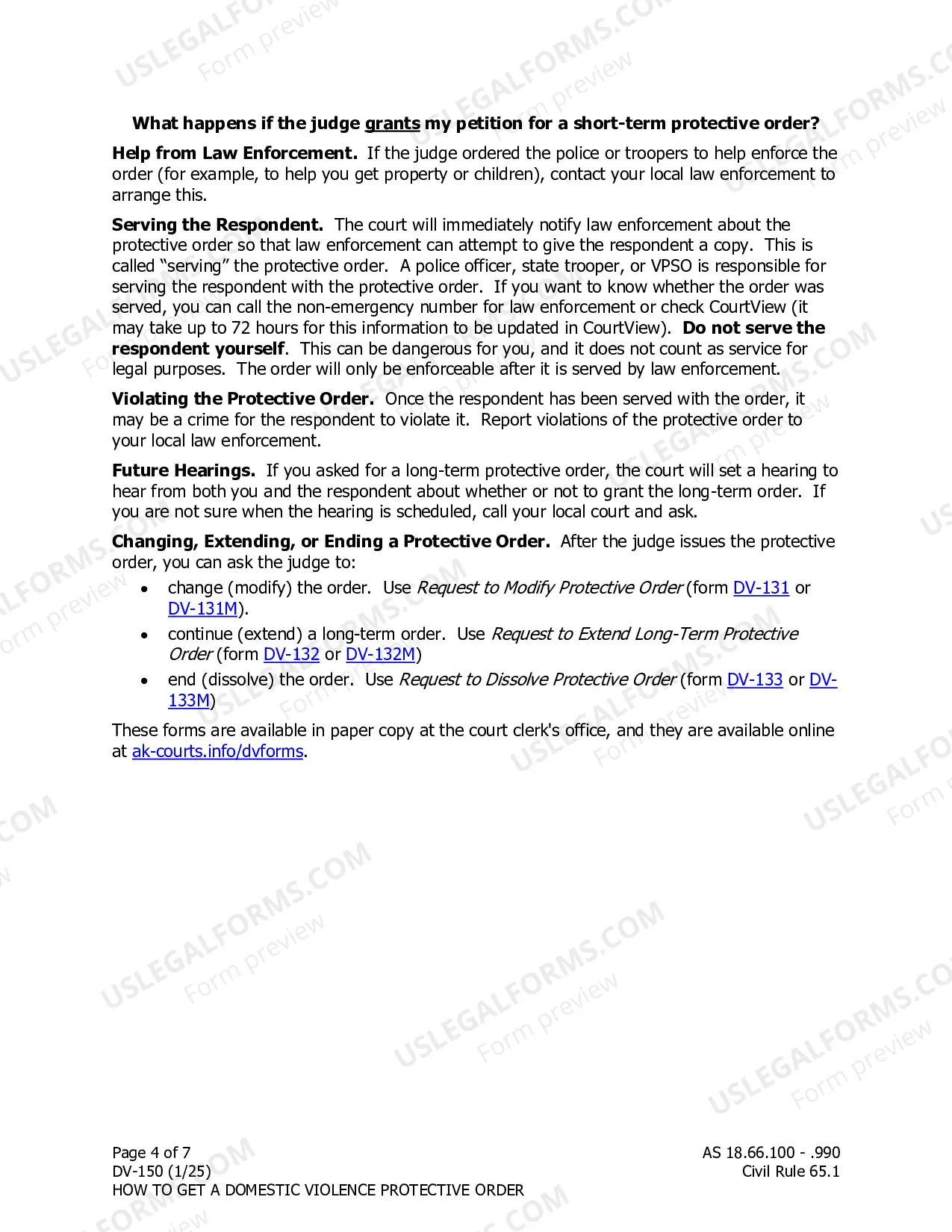 Preview Instructions for Requesting a Protective Order