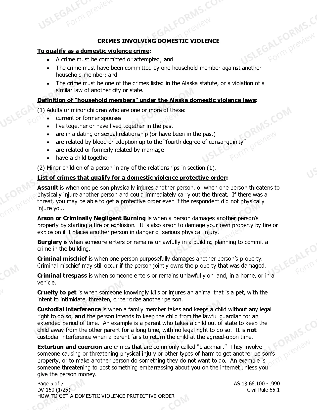 Preview Instructions for Requesting a Protective Order
