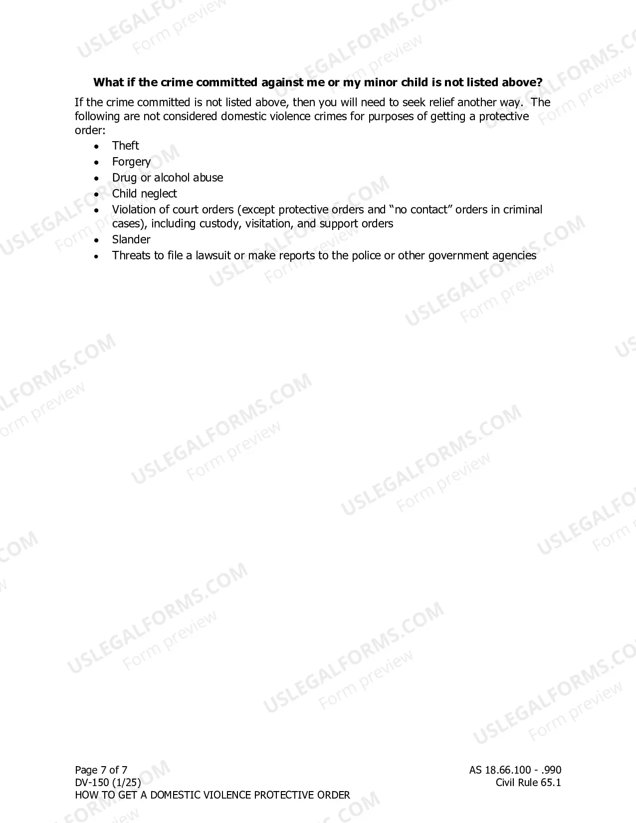 Preview Instructions for Requesting a Protective Order