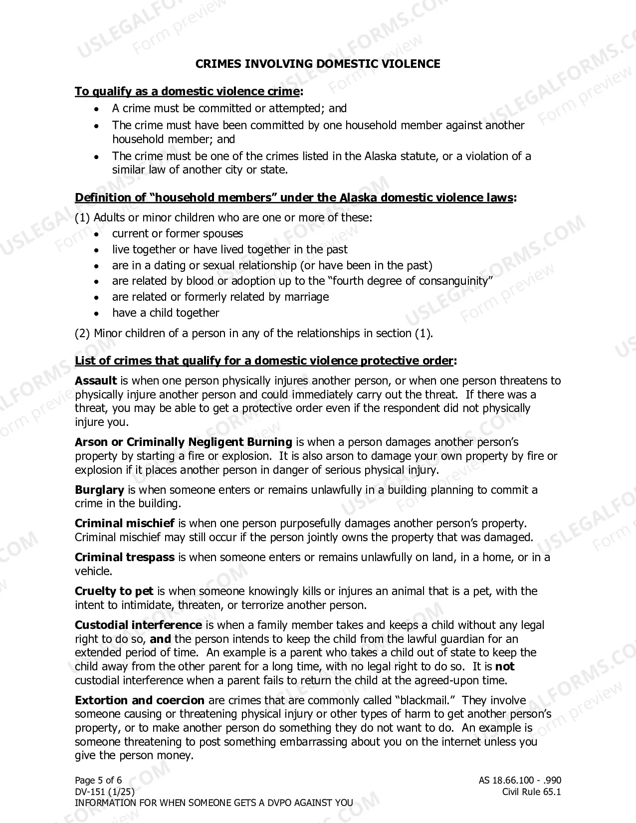 Preview Information for When Someone Gets a Domestic Violence Protective Order against You