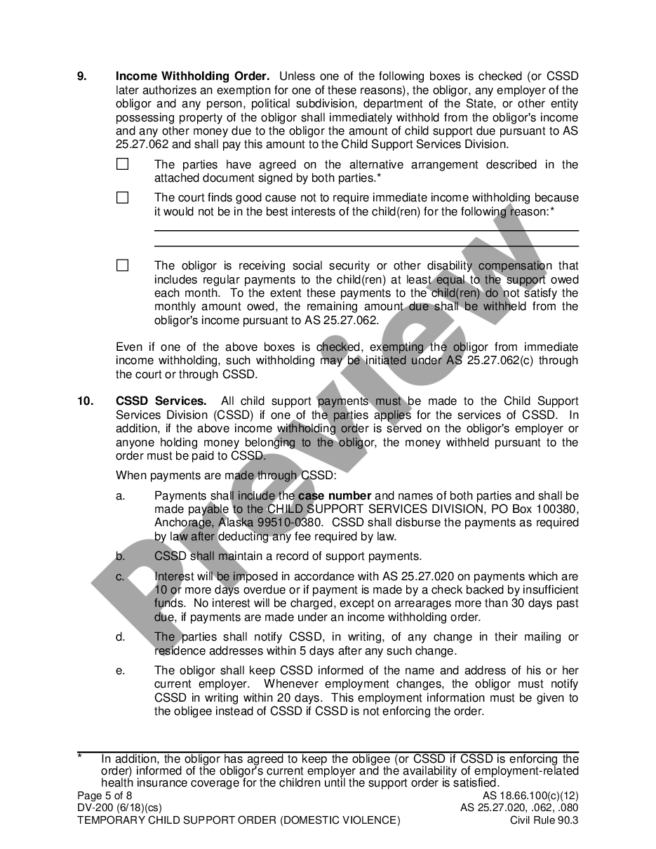 page 4 Temporary Child Support Order preview