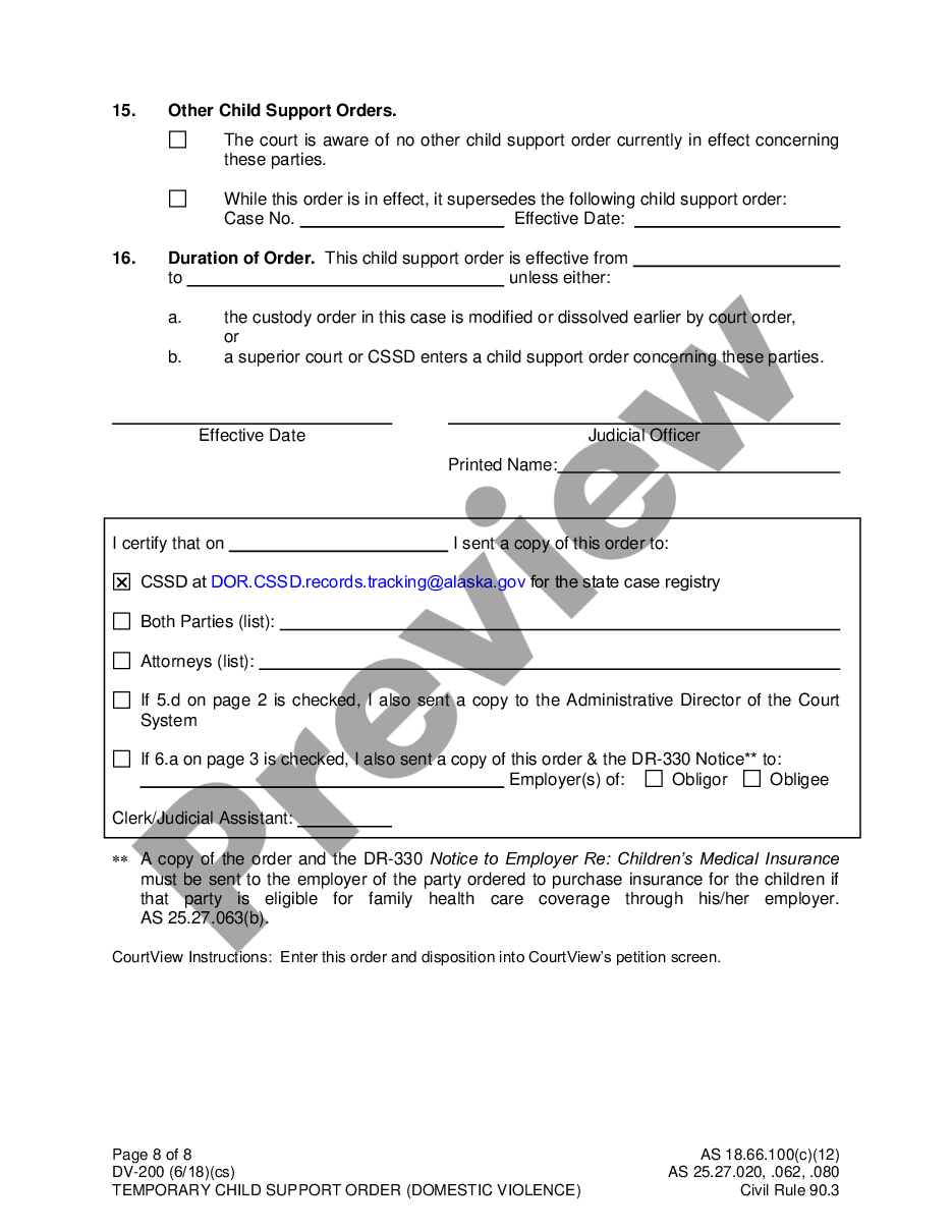 page 7 Temporary Child Support Order preview