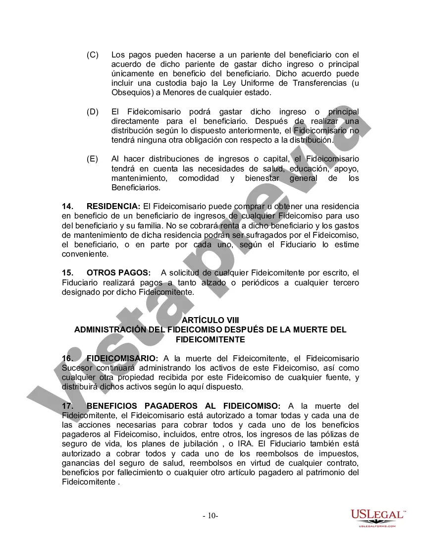 Preview Fideicomiso en vida para esposo y esposa sin hijos