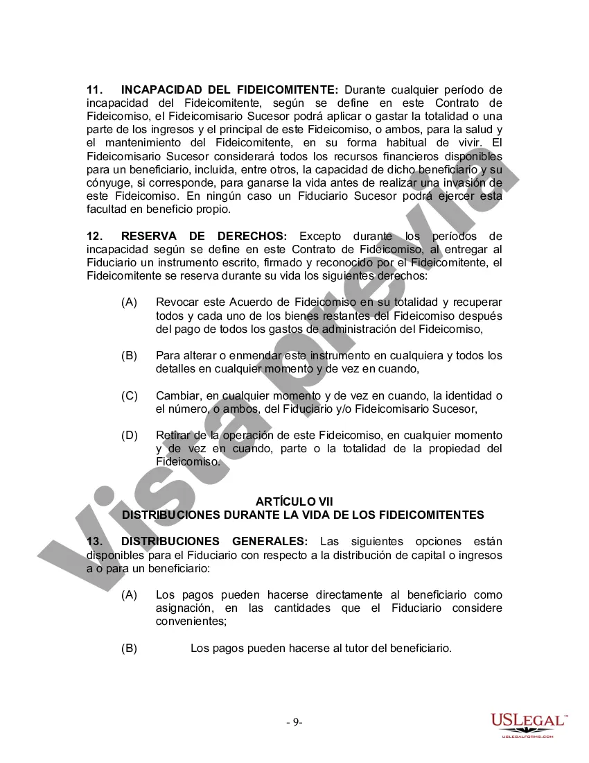 Preview Fideicomiso en vida para esposo y esposa sin hijos