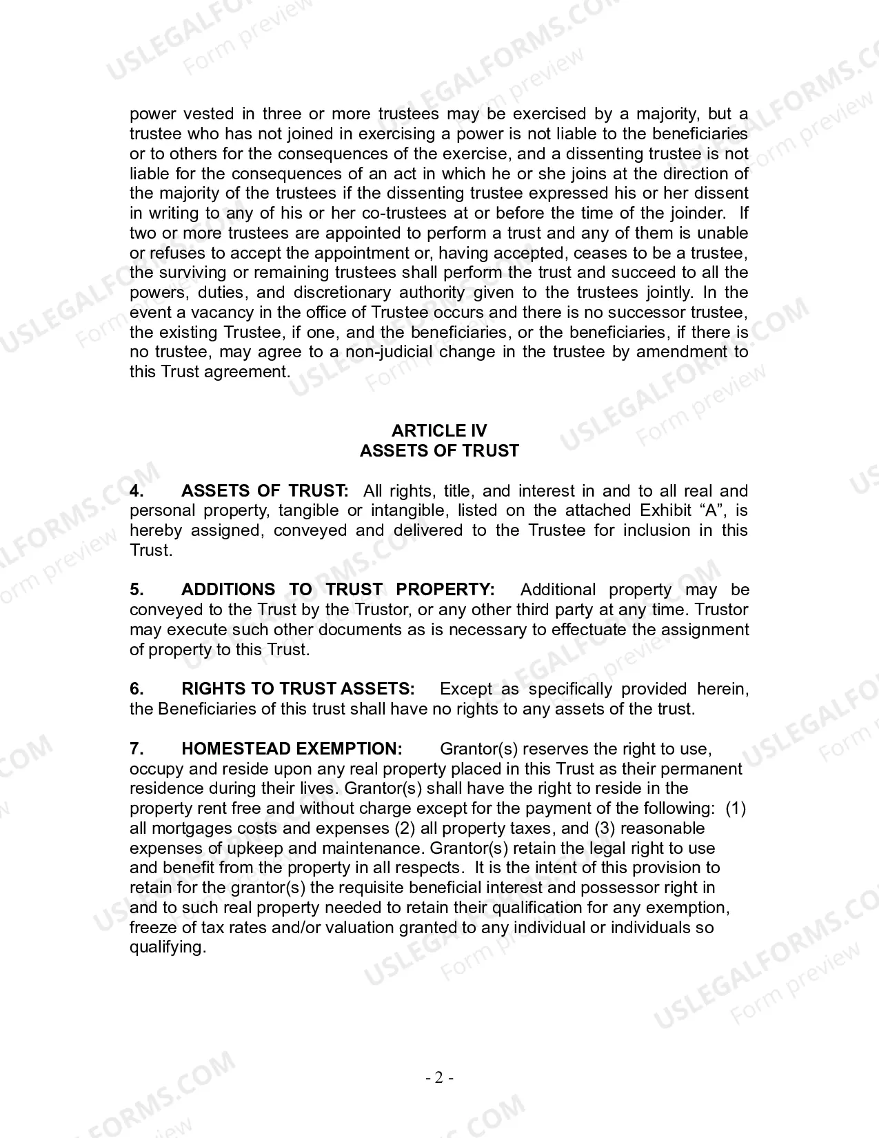 Preview Revocable Living Trust for Husband and Wife with No Children