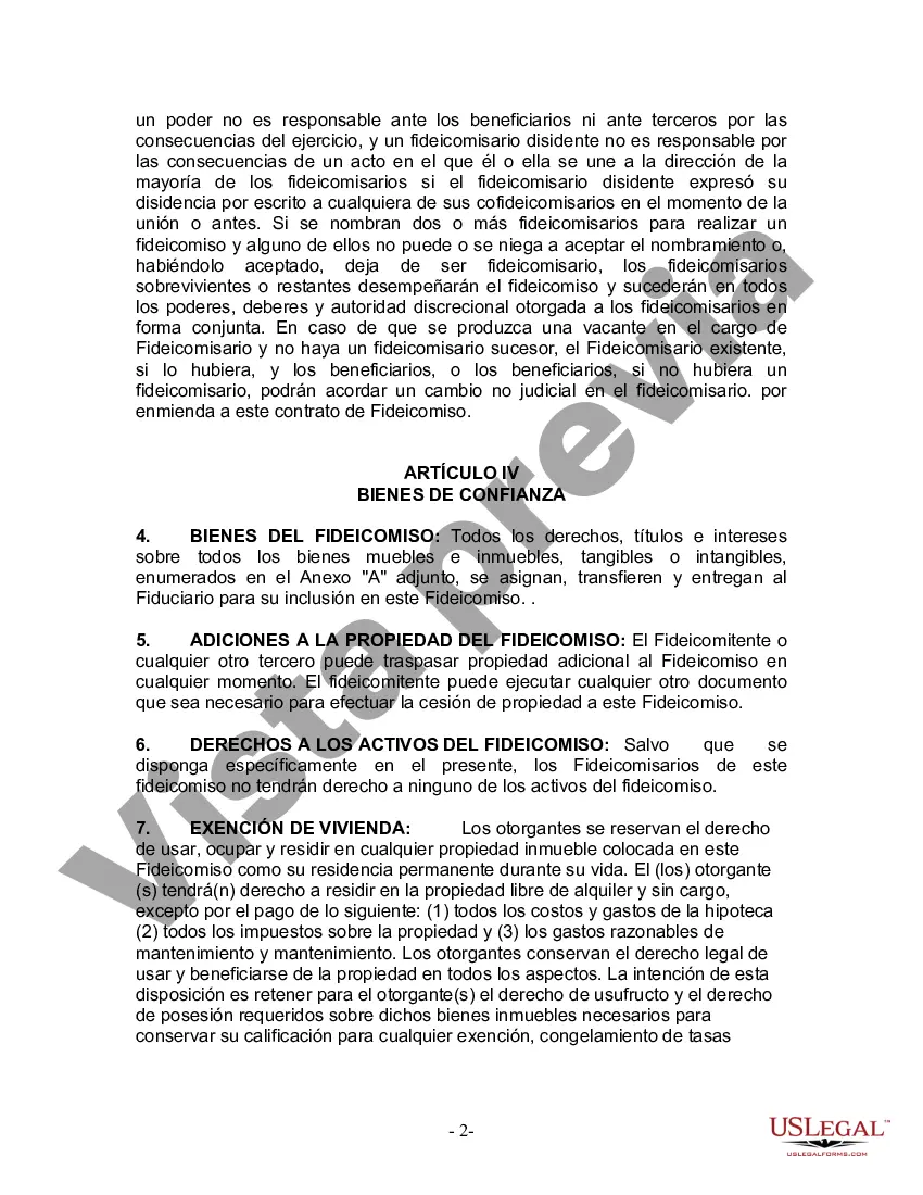 Preview Fideicomiso en vida para individuos solteros, divorciados o viudos o viudos sin hijos