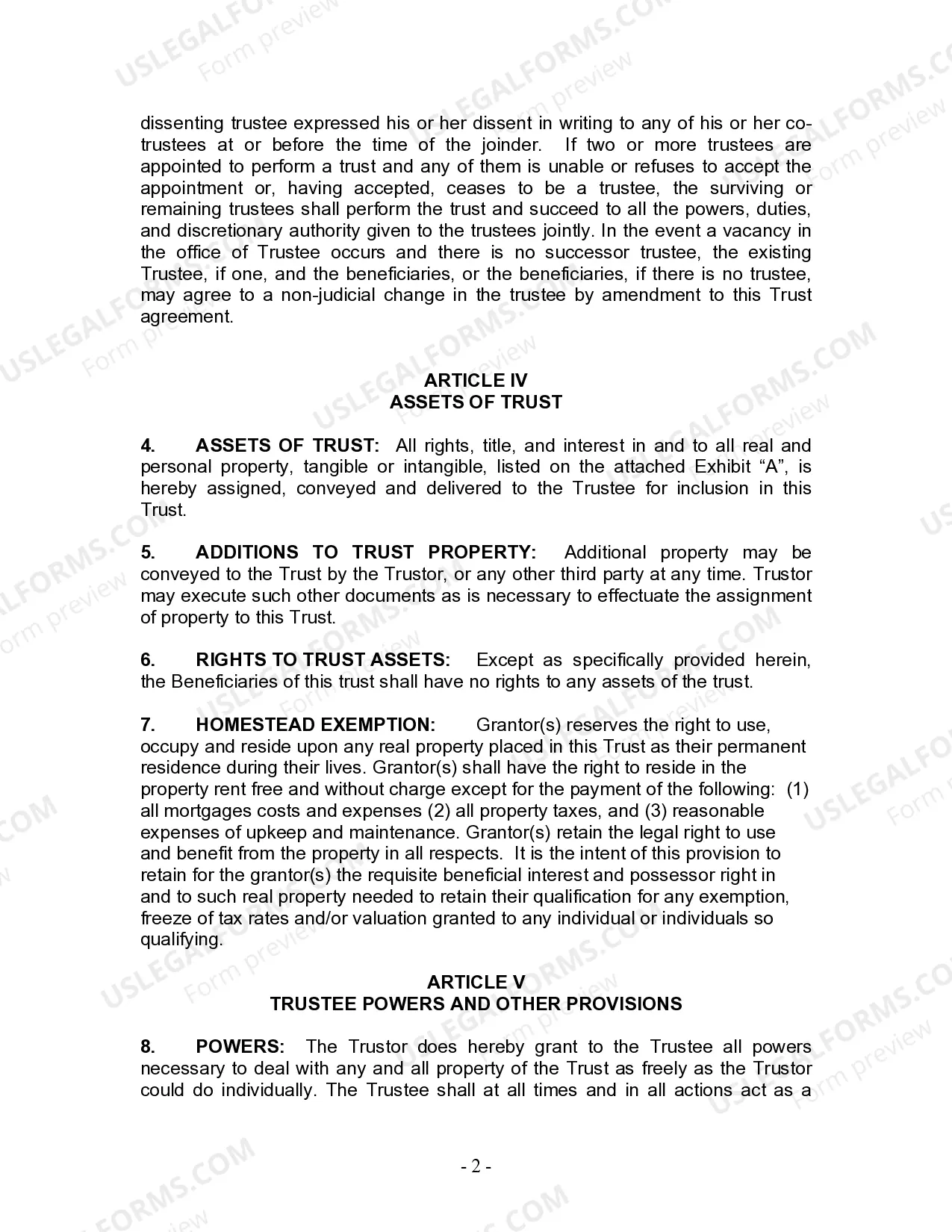 Preview Living Trust for Individual as Single, Divorced or Widow or Widower with No Children