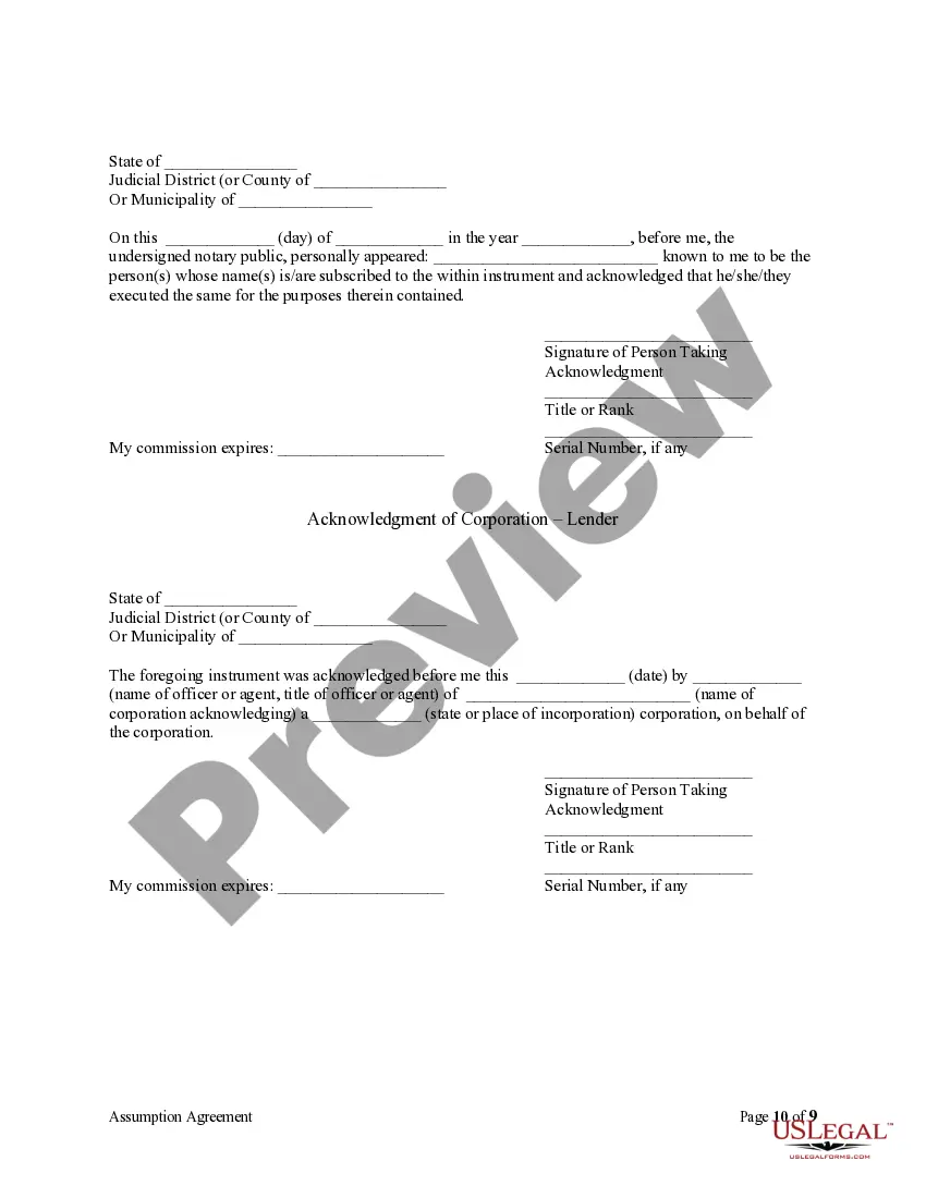 Preview Assumption Agreement of Deed of Trust and Release of Original Mortgagors