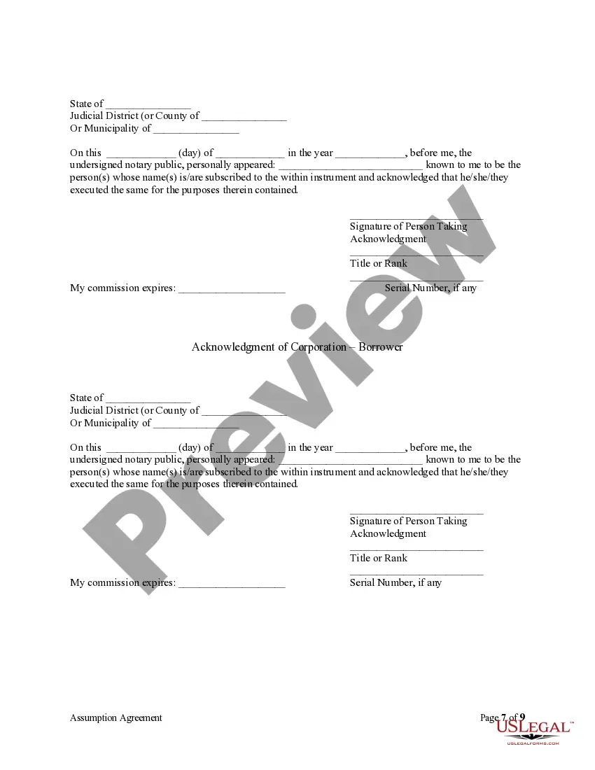 Preview Assumption Agreement of Deed of Trust and Release of Original Mortgagors