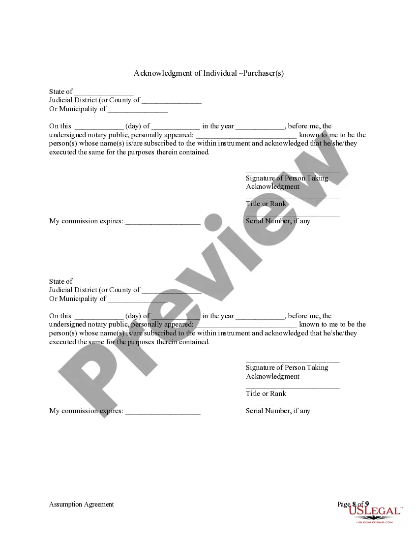 Preview Assumption Agreement of Deed of Trust and Release of Original Mortgagors
