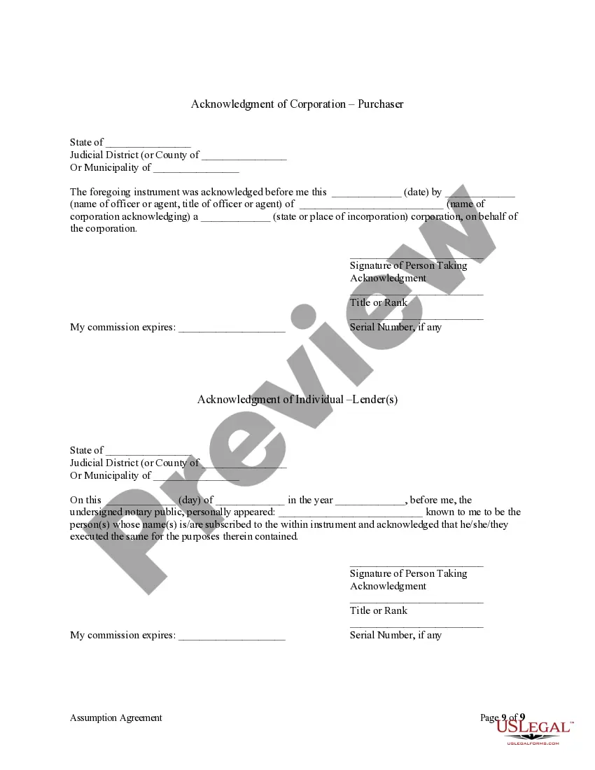 Preview Assumption Agreement of Deed of Trust and Release of Original Mortgagors