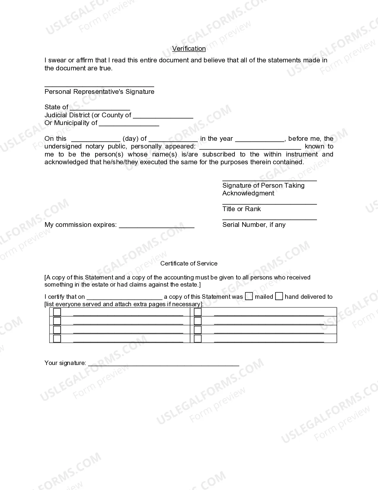 Preview Sworn Statement of Personal Representative Closing Small Estate in Alaska