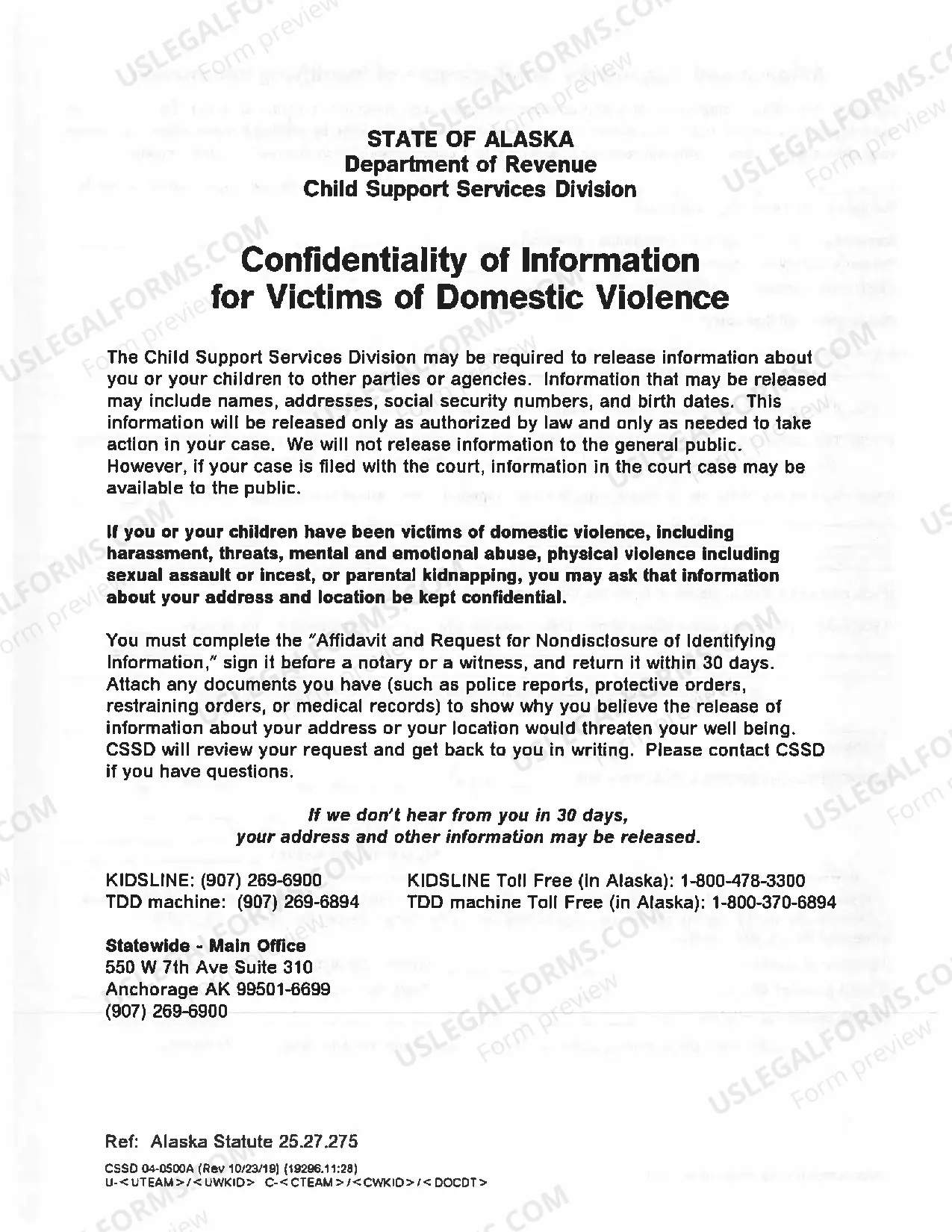 Preview onfidentiality of Information for Victims of Domestic Violence