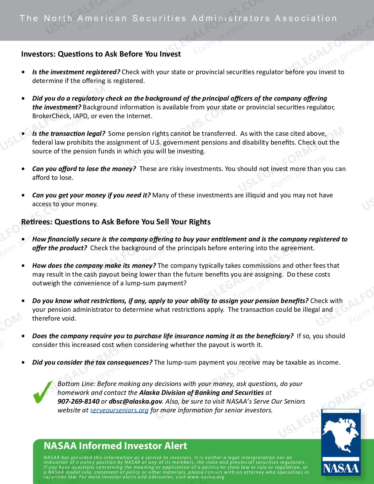 Preview Division Cautions Retirees about Pension Advance Scams