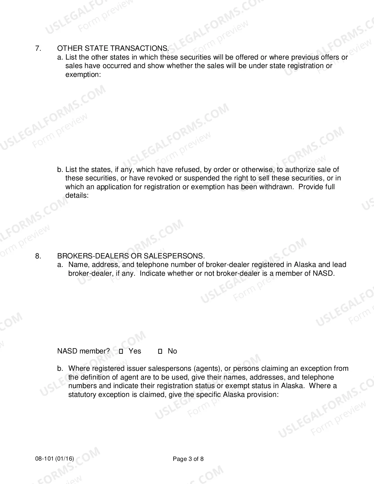 Preview Application To Register Securities Under Regulation 3 AAC 08.500-505