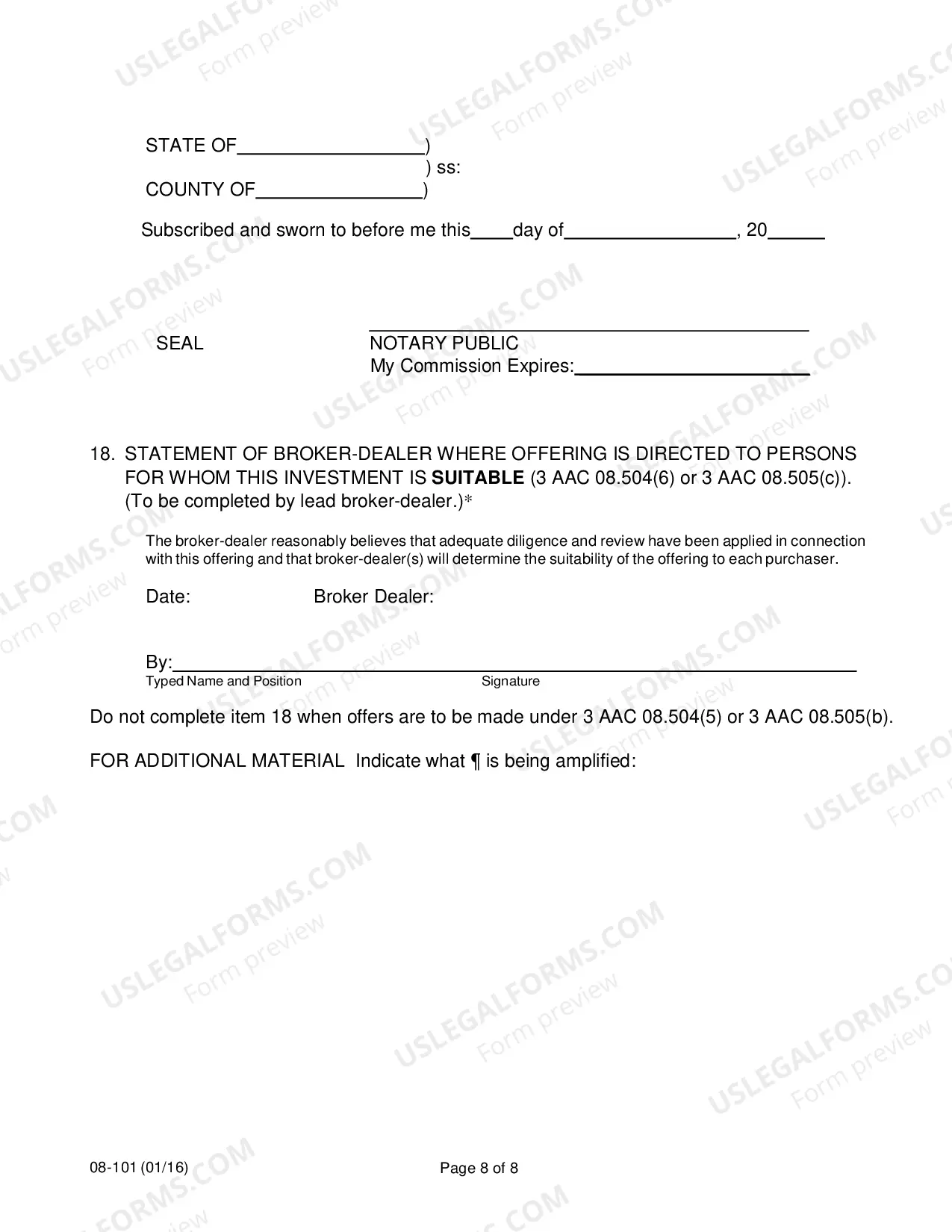Preview Application To Register Securities Under Regulation 3 AAC 08.500-505