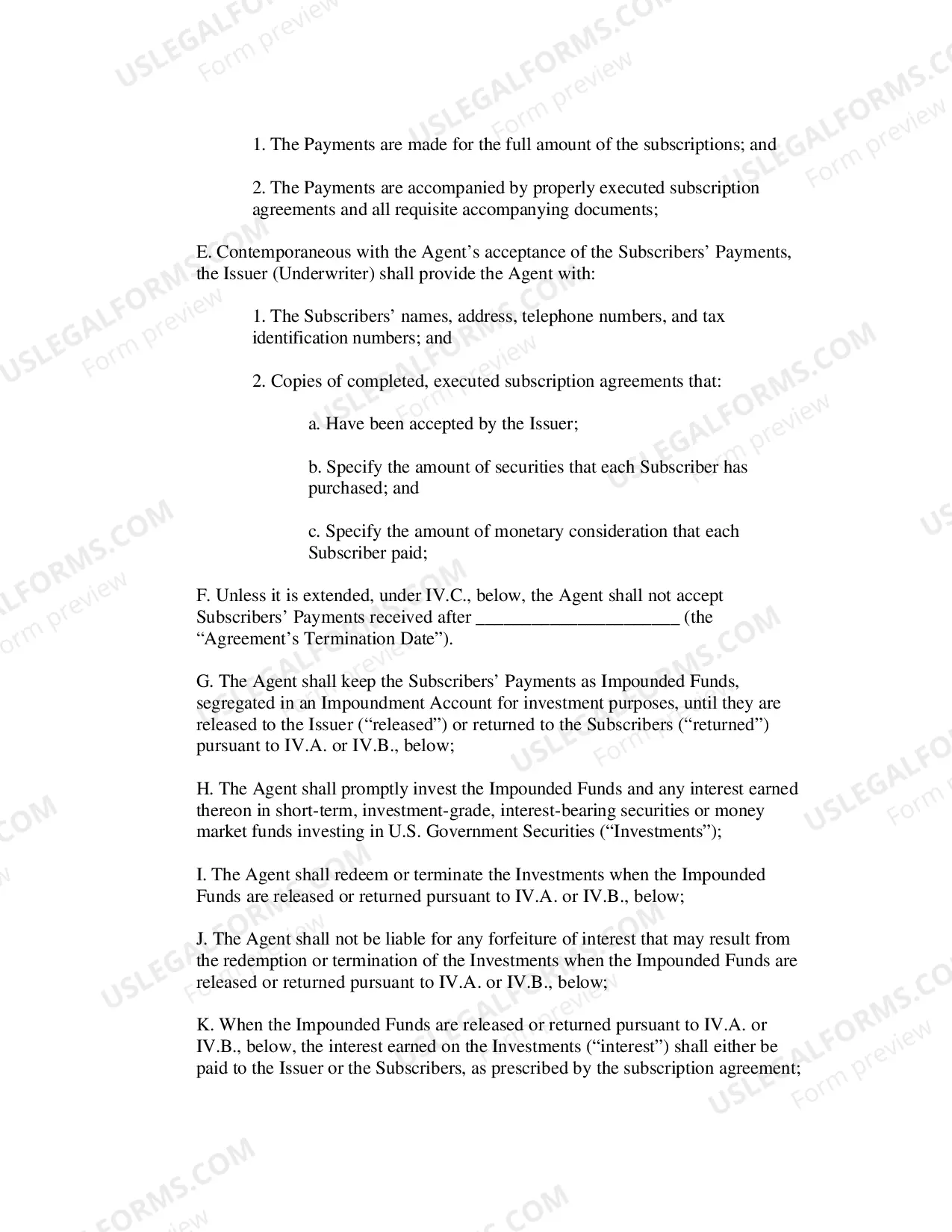 Preview Impoundment of Proceeds Agreement