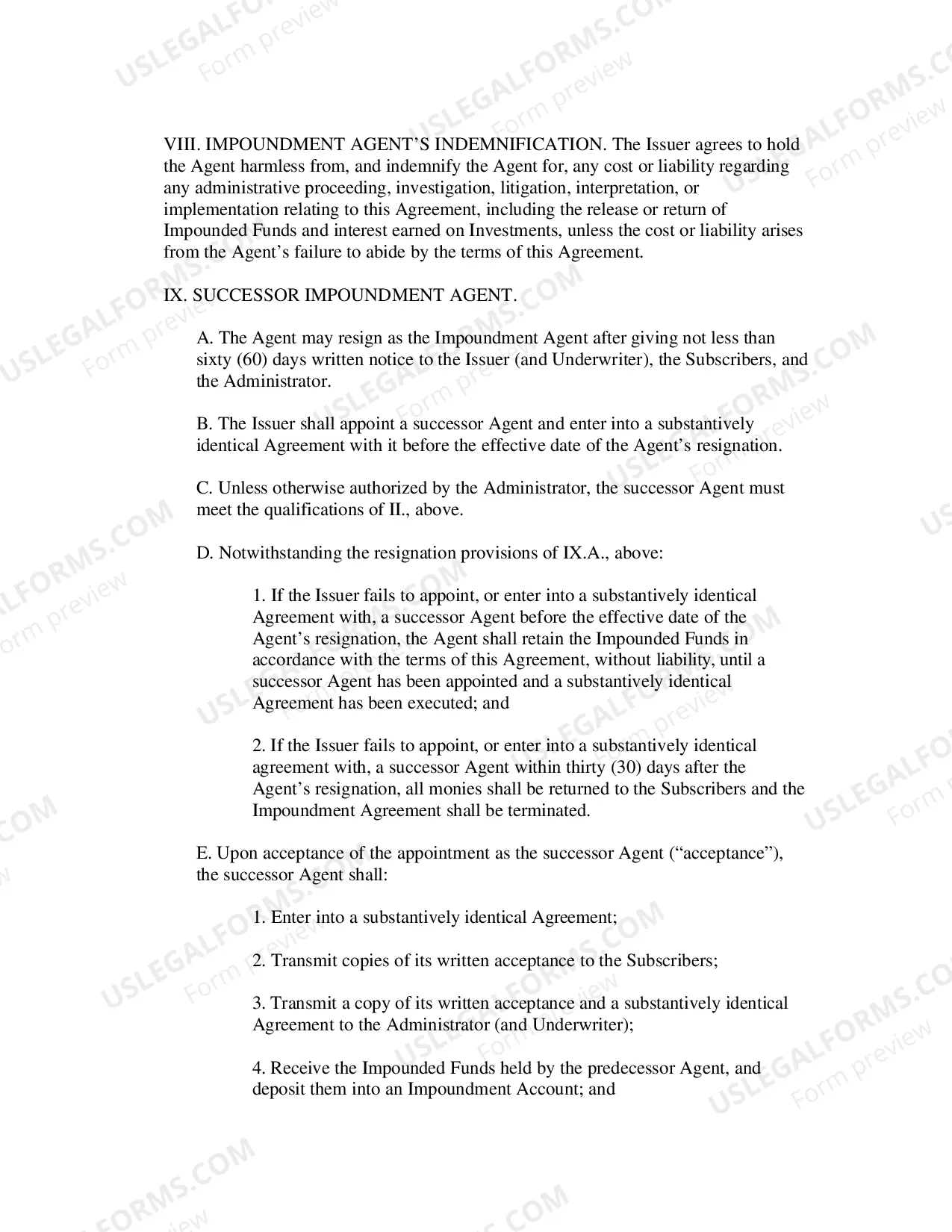 Preview Impoundment of Proceeds Agreement