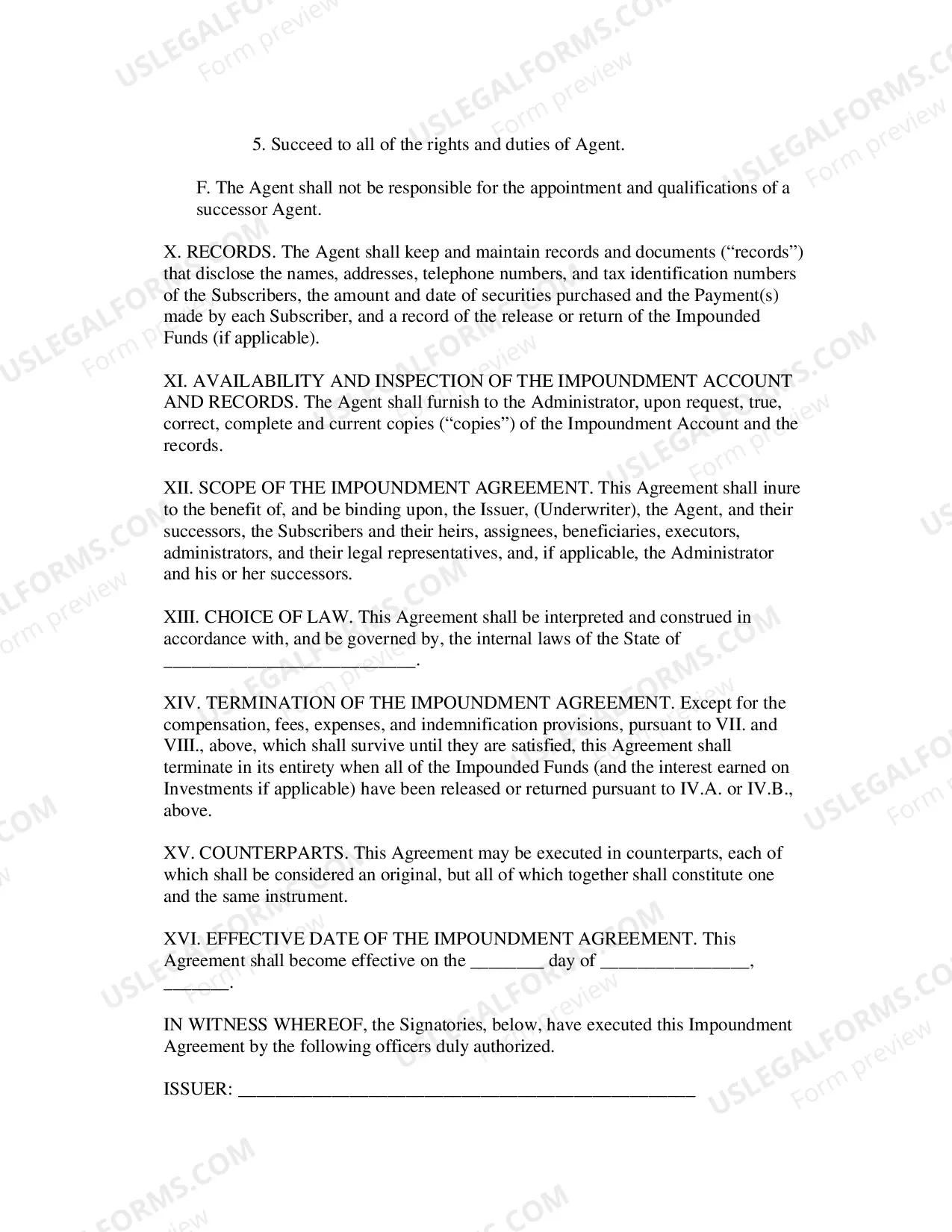 Preview Impoundment of Proceeds Agreement