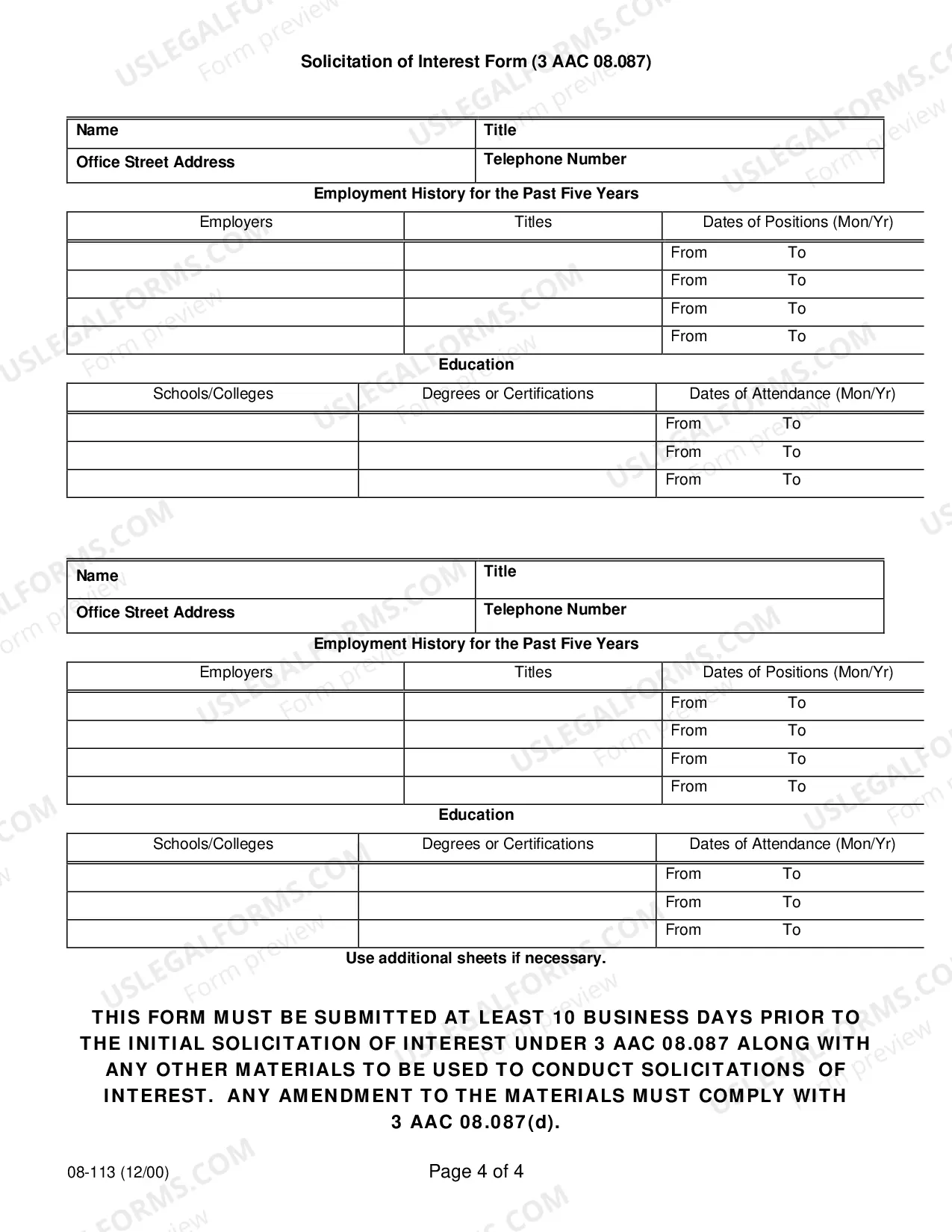 Preview Solicitation of Interest Form (3 AAC 08.087)