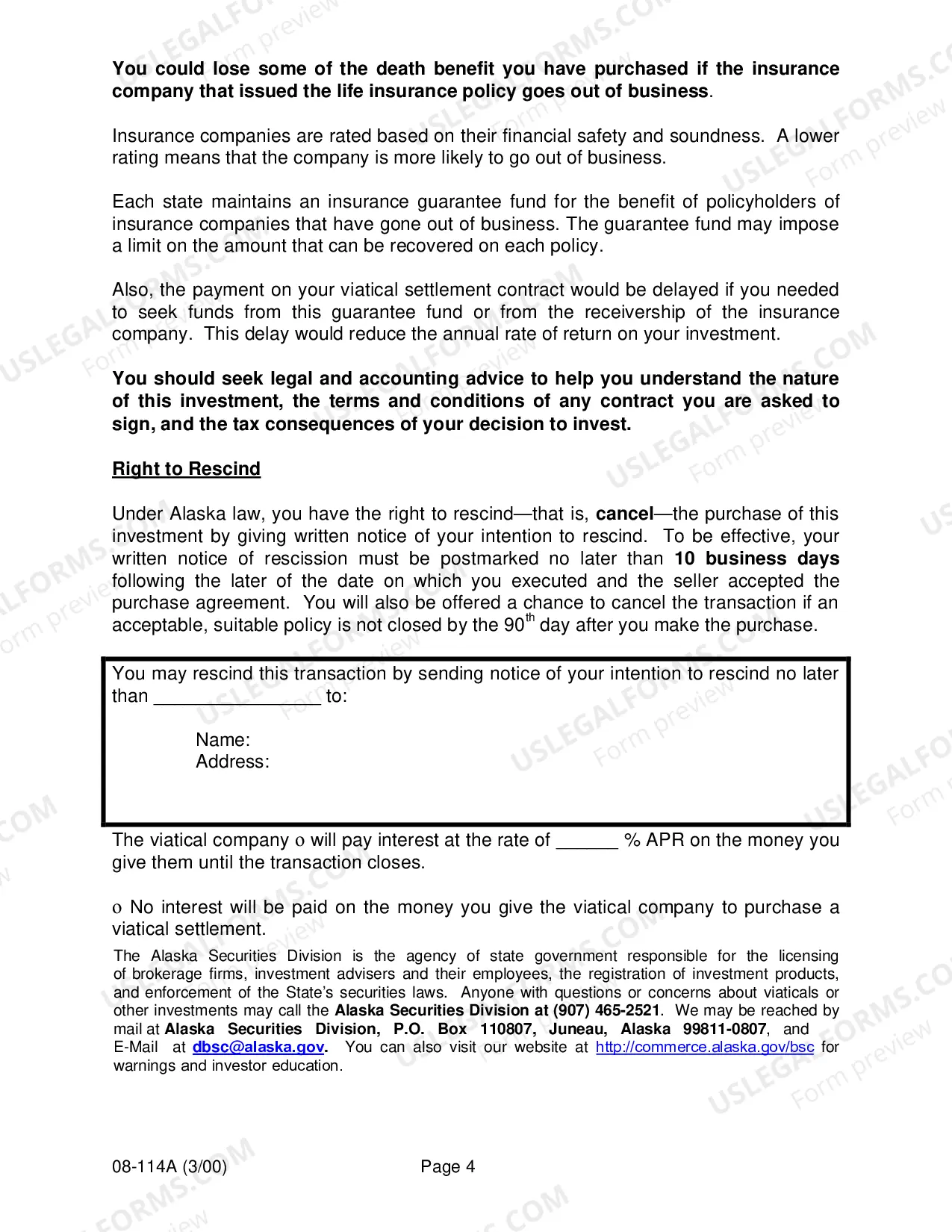 Preview Viatical Settlement Disclosure Document Part A